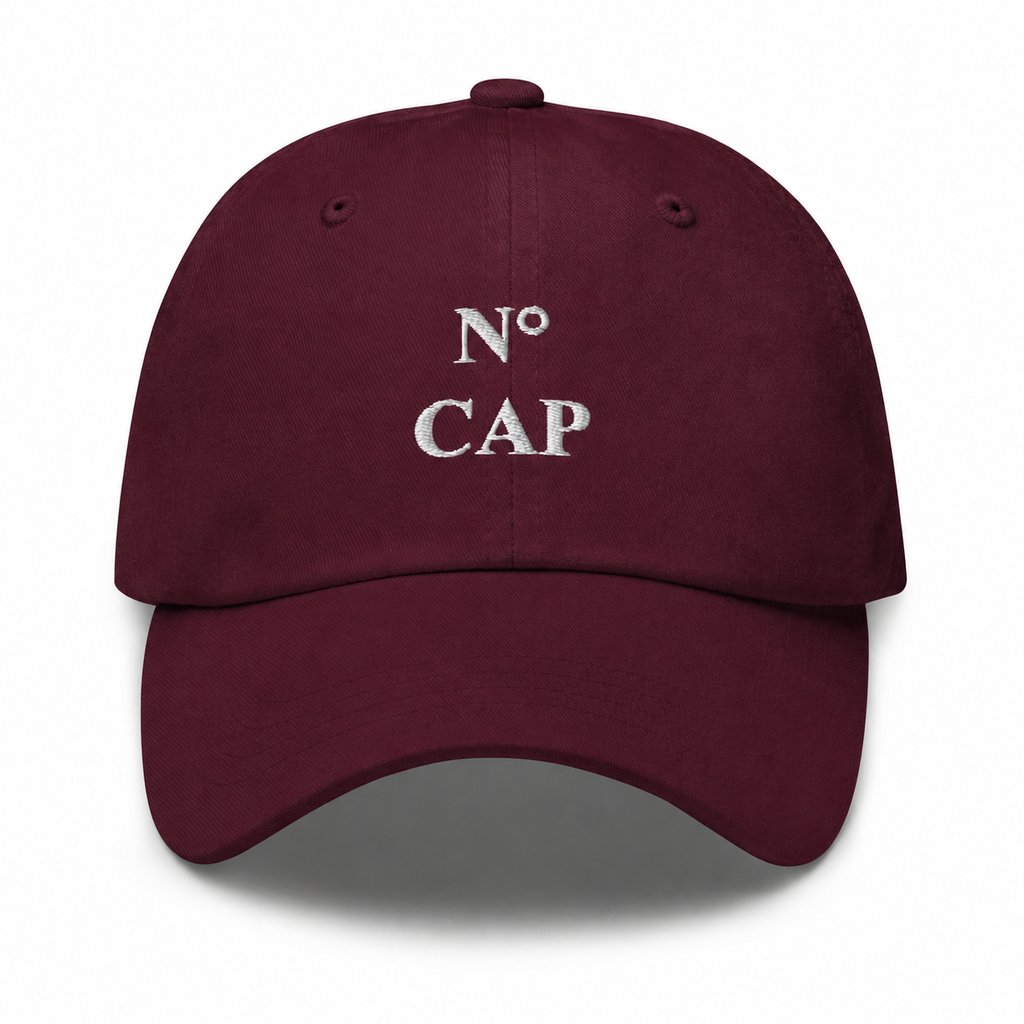 NO CAP BURGUNDY DAD HAT – LUXHATSCO SIGNATURE EMBROIDERED CAP