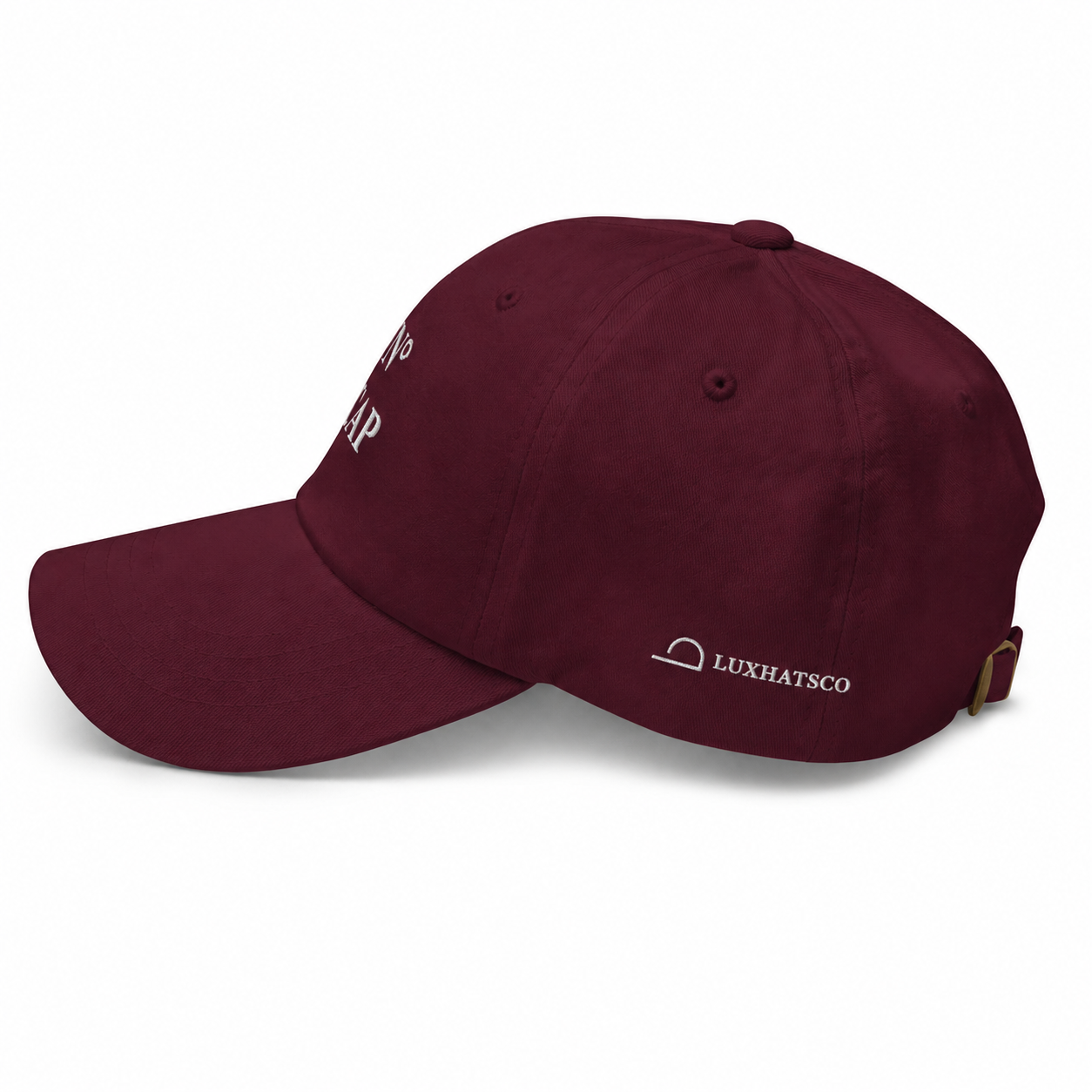 NO CAP BURGUNDY DAD HAT – LUXHATSCO SIGNATURE EMBROIDERED CAP
