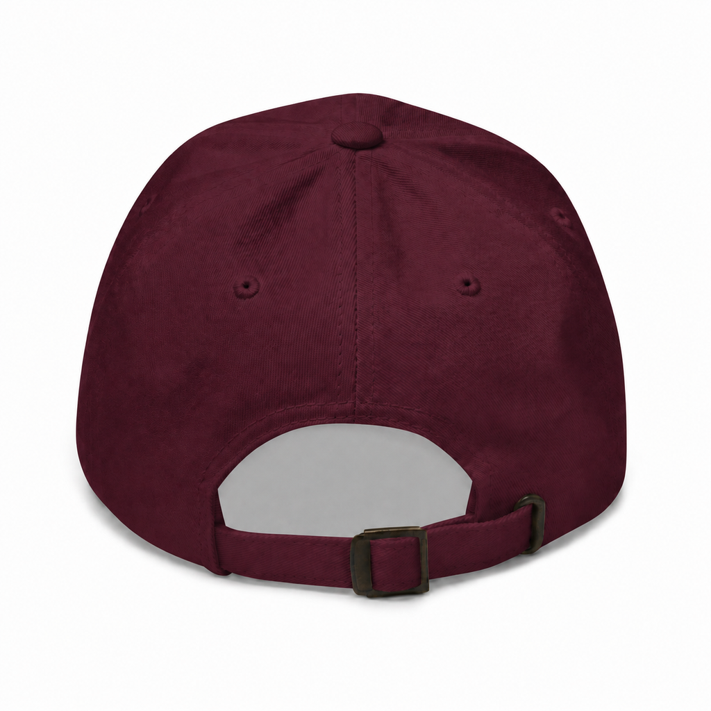 NO CAP BURGUNDY DAD HAT – LUXHATSCO SIGNATURE EMBROIDERED CAP