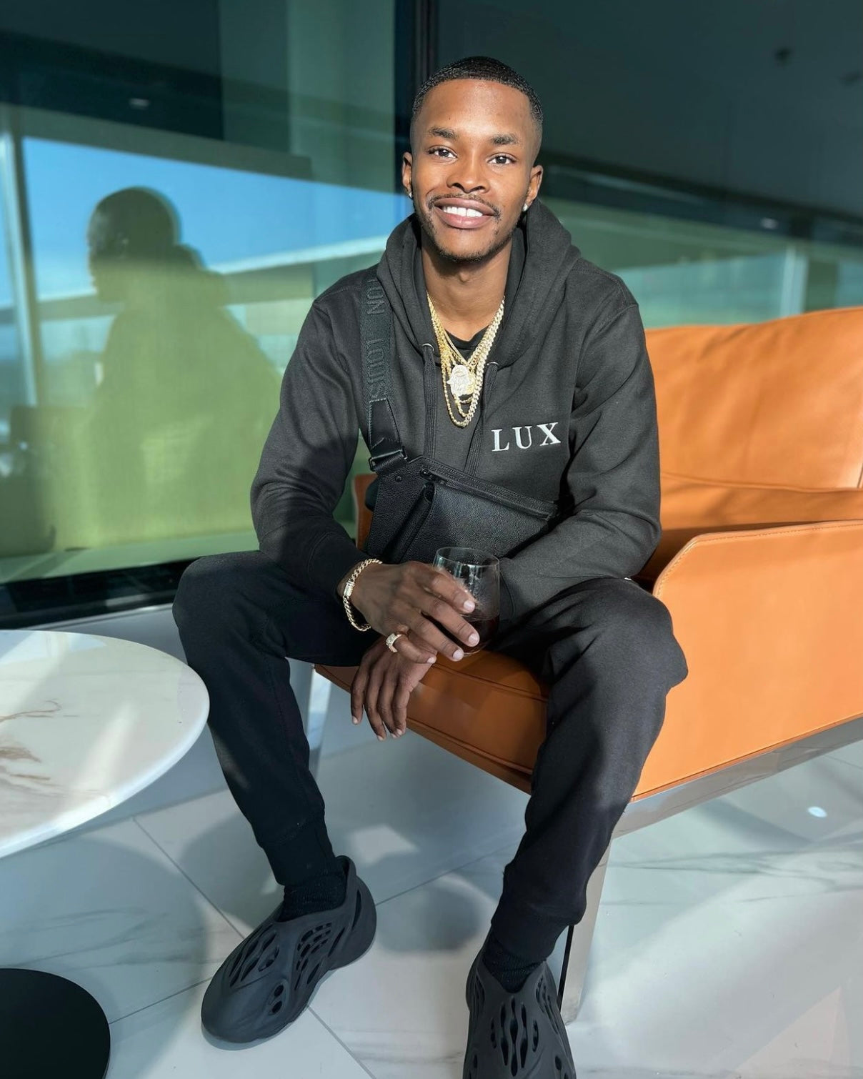 Black LUX Classic Hoodie lifestyle streetwear outfit