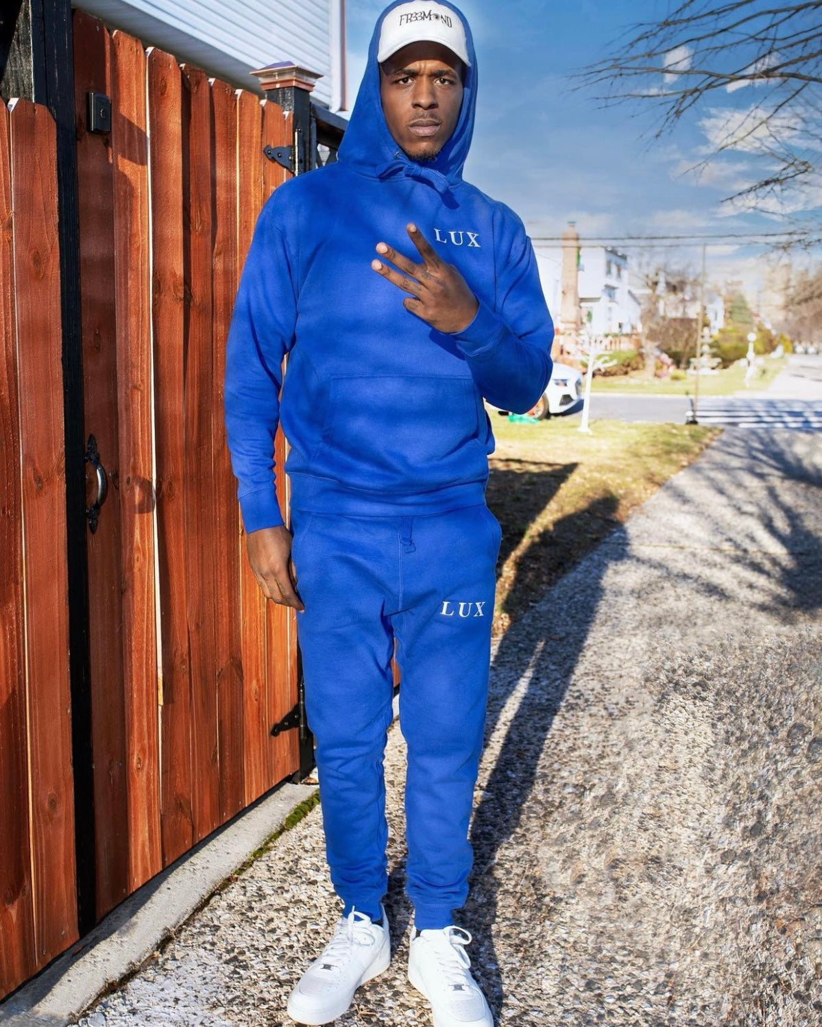 Royal Blue LUX Classic Hoodie paired with LUX Classic Sweatpants