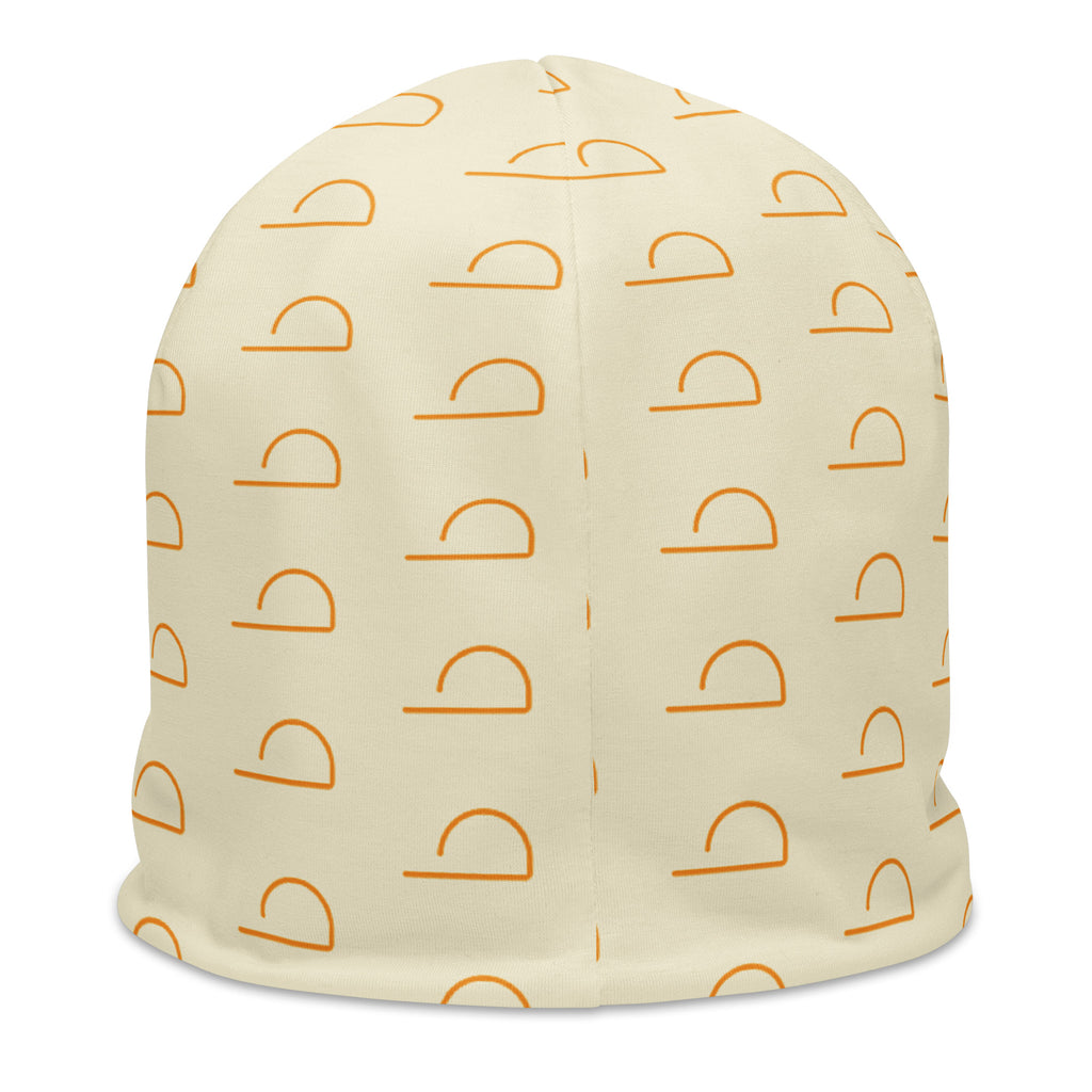 Apricot White LUXHATSCO Symbol Beanie back view