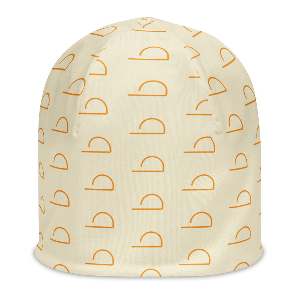 Apricot White LUXHATSCO Symbol Beanie front view