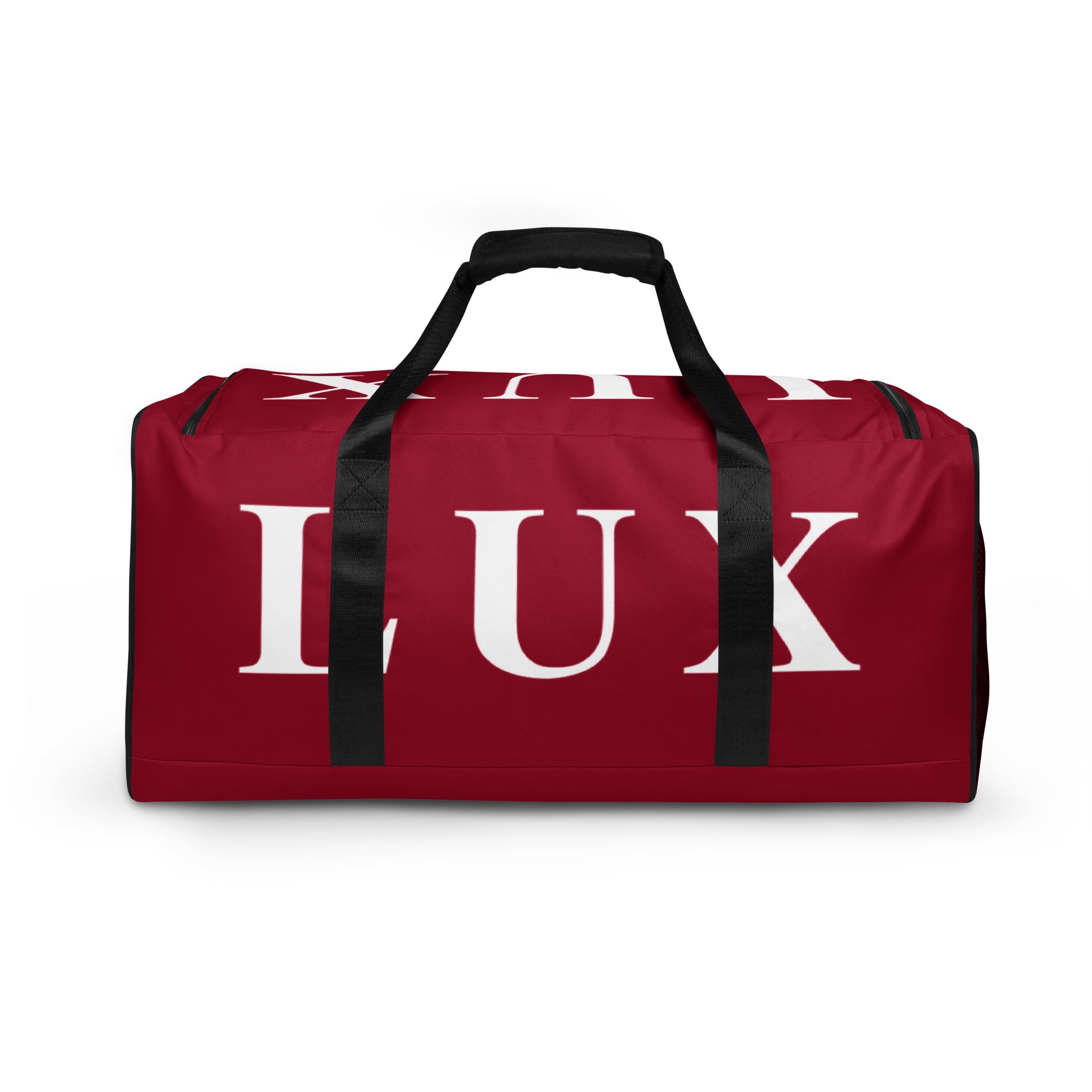 Maroon LUX Duffle Bag back view