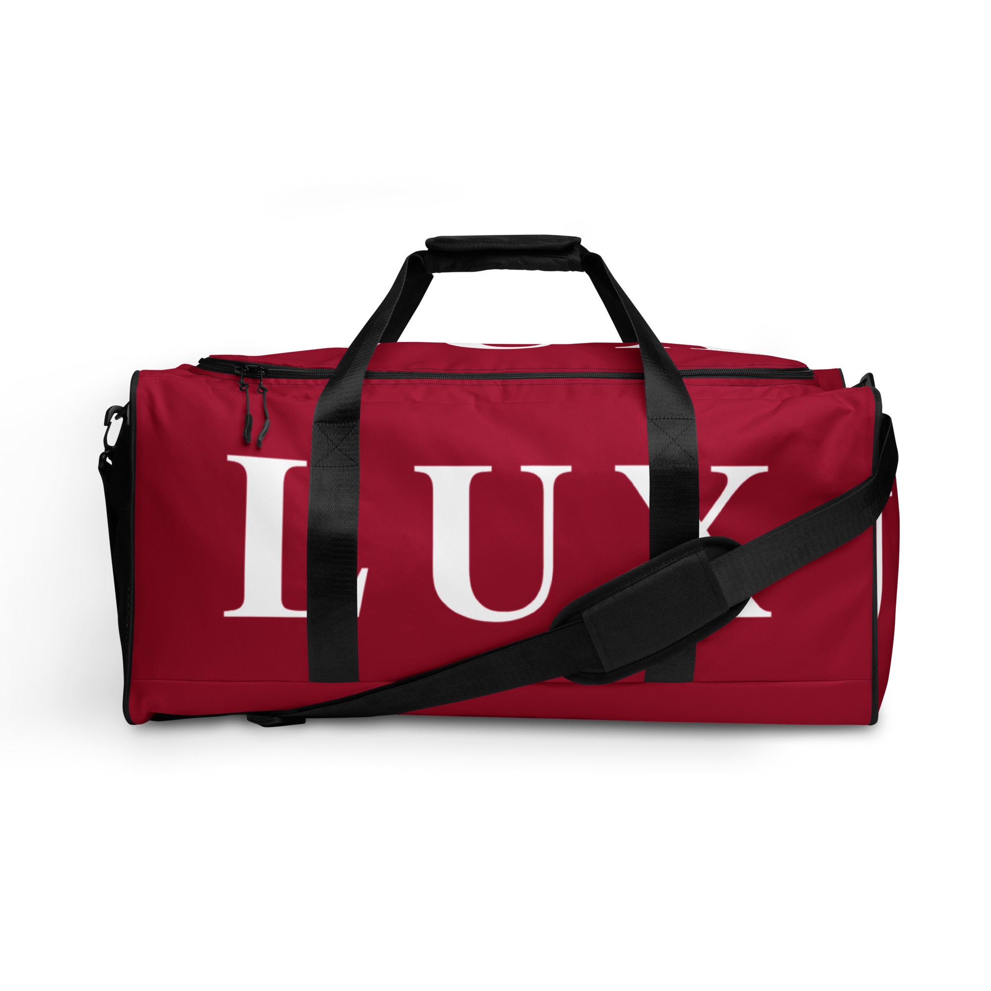 Maroon LUX Duffle Bag front view