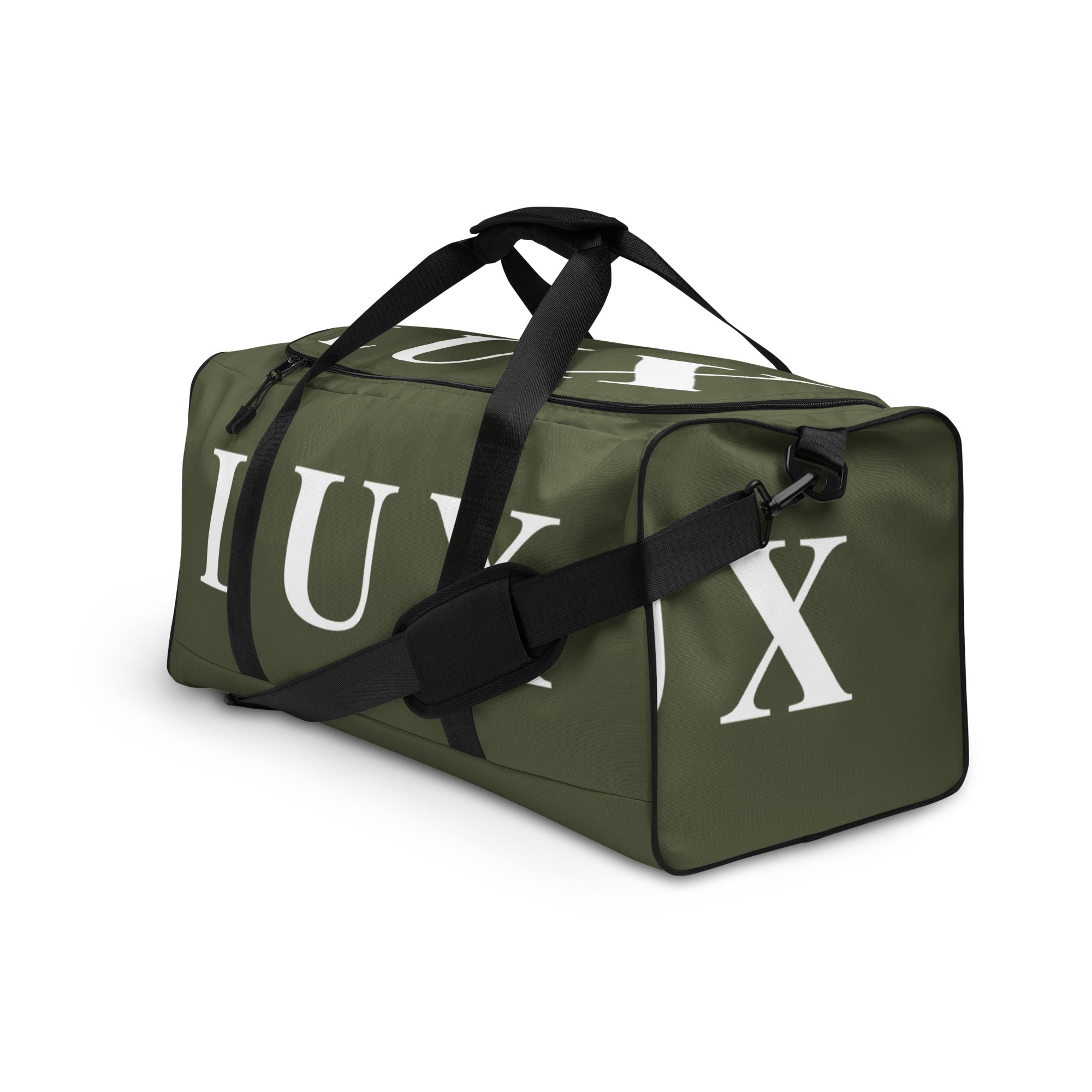 Olive LUX Duffle Bag left side view