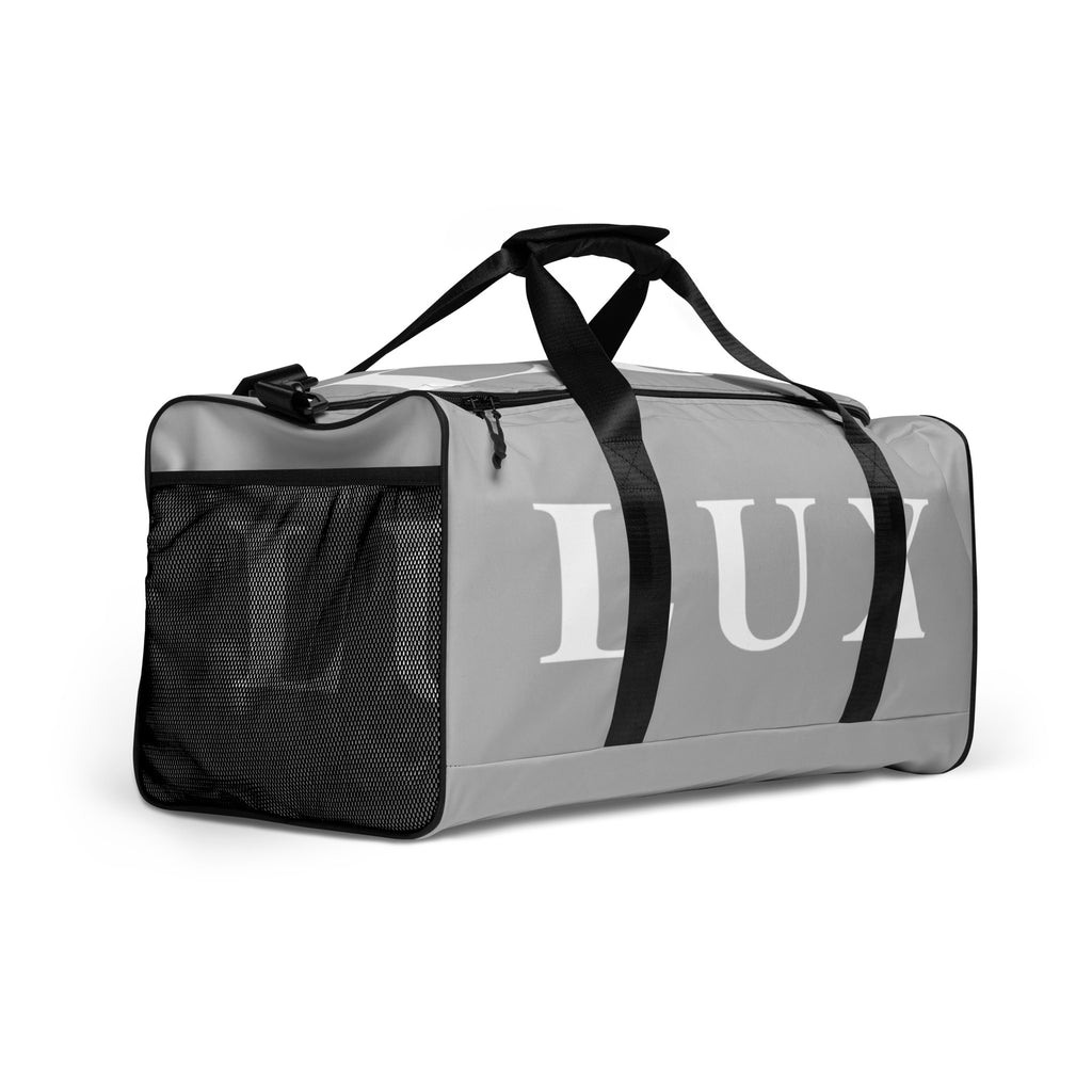 Light Grey LUX Duffle Bag right side angle view