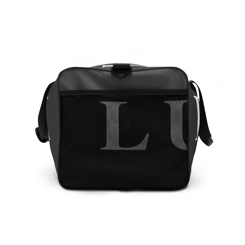 Dim Gray LUX Duffle Bag right side view showing mesh pocket