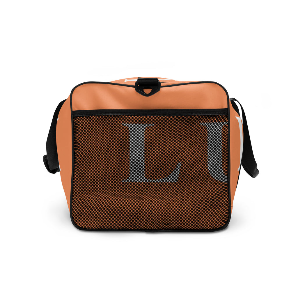 Light Salmon LUX Duffle Bag right side view showing mesh pocket
