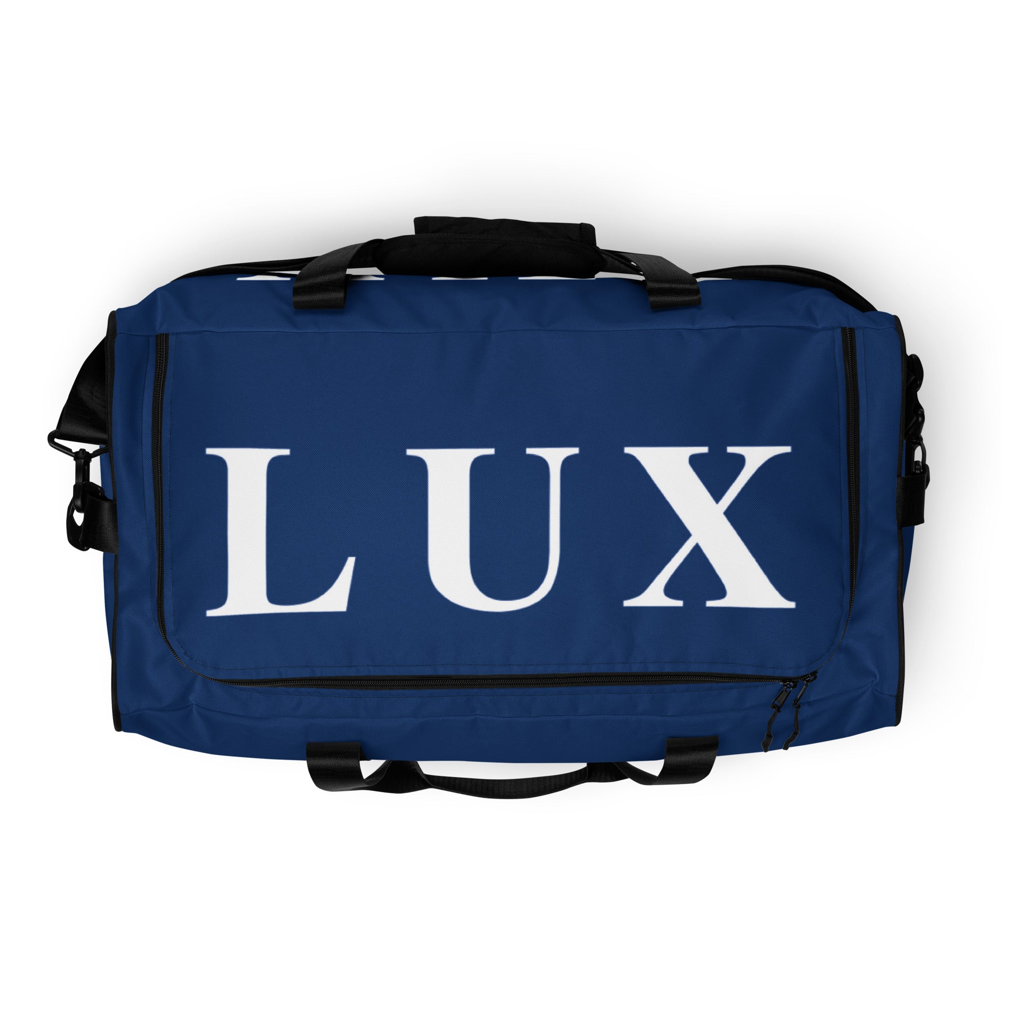 Navy LUX Duffle Bag top view
