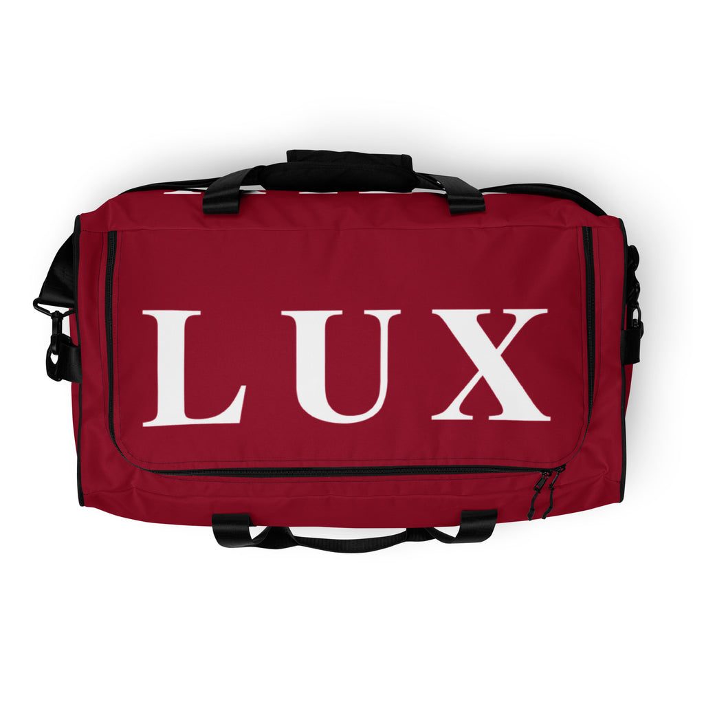 Maroon LUX Duffle Bag top view