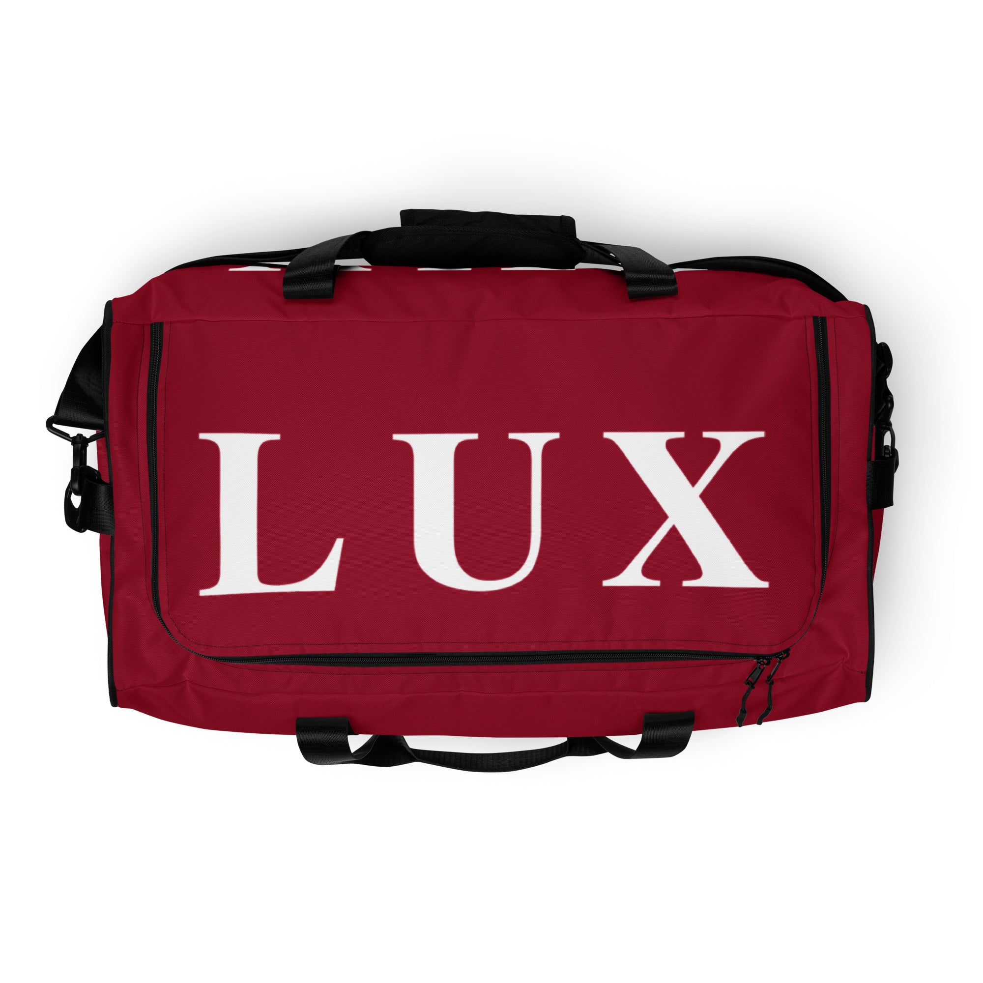 Maroon LUX Duffle Bag top view