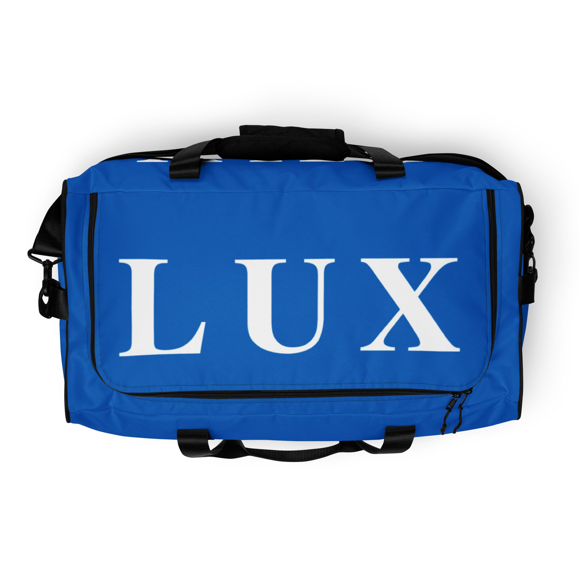 Royal Blue LUX Duffle Bag top view