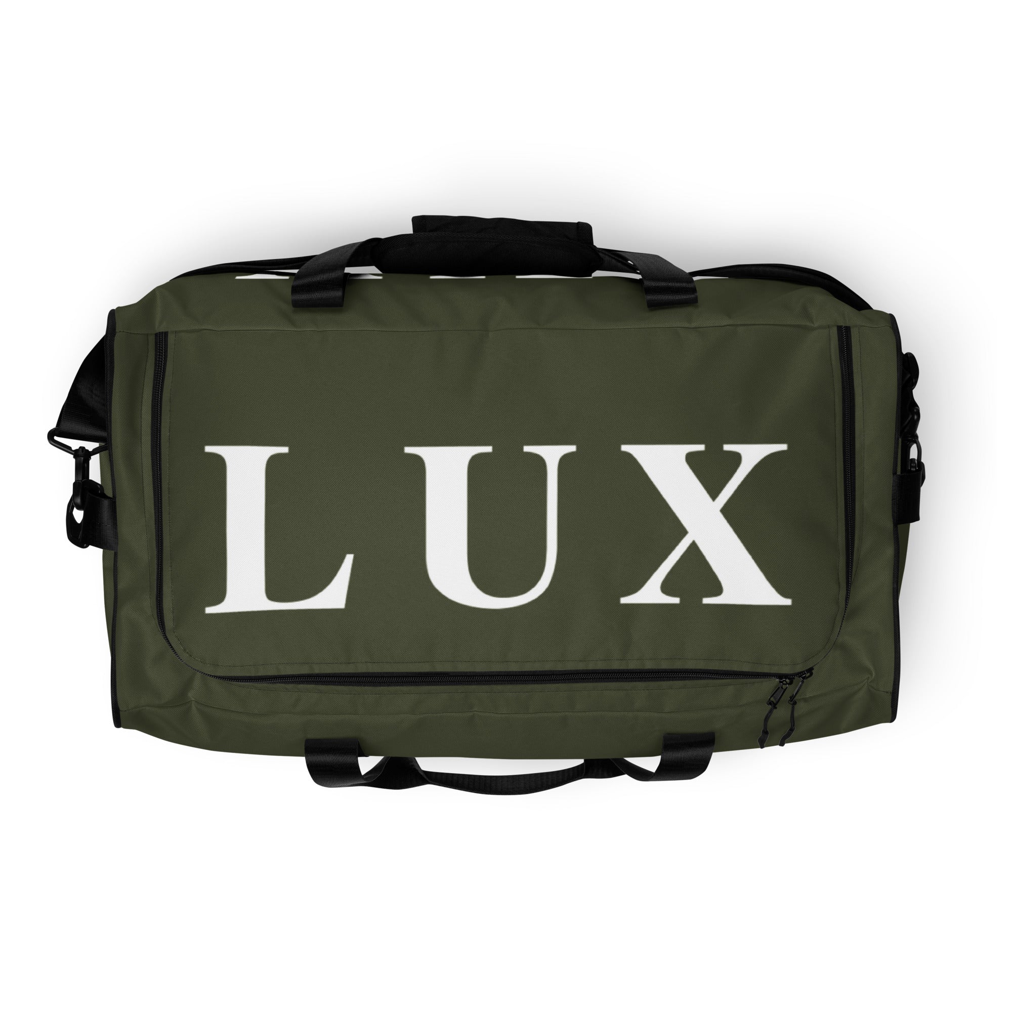 Olive LUX Duffle Bag top view