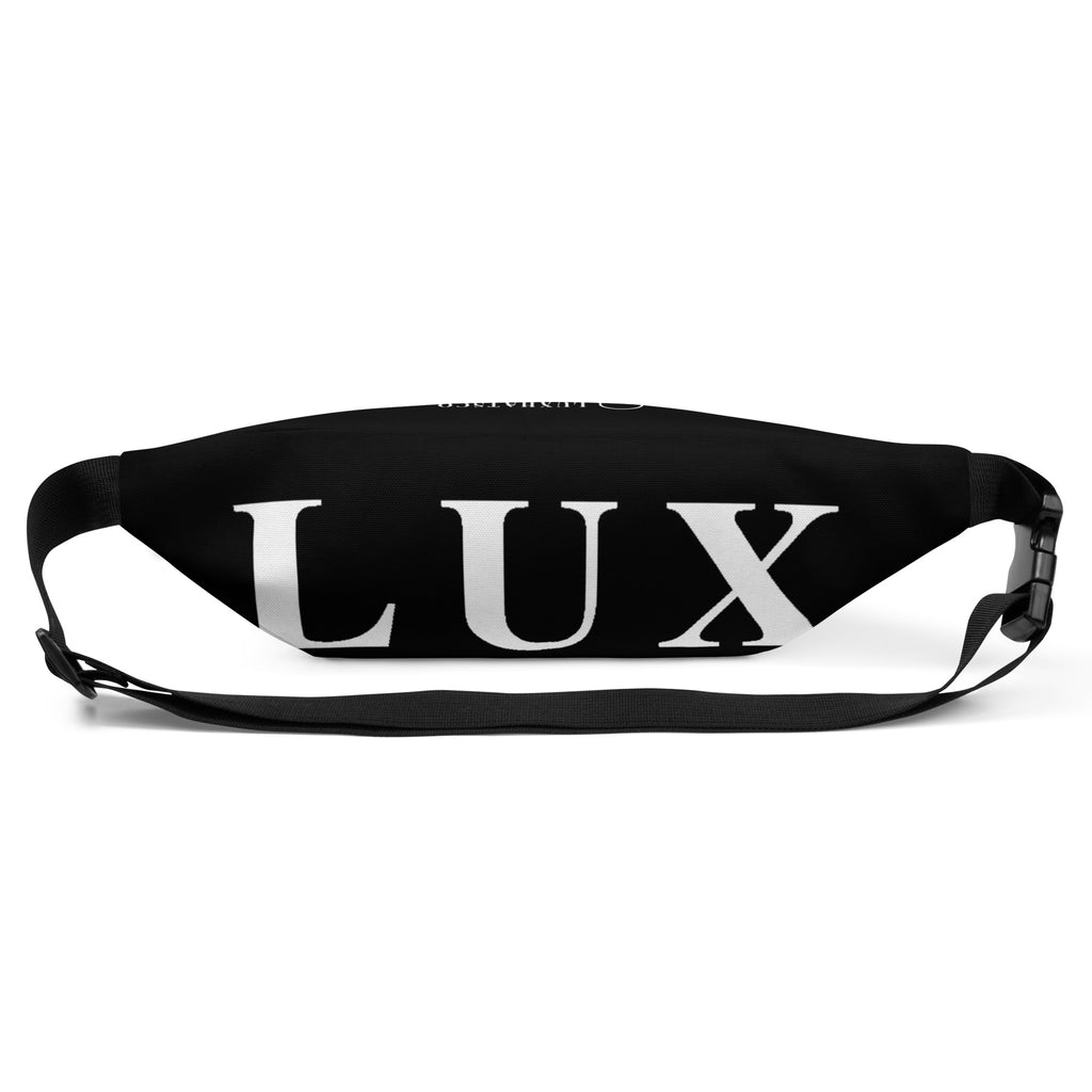 Black Lux Fanny Pack crossbody style on model
