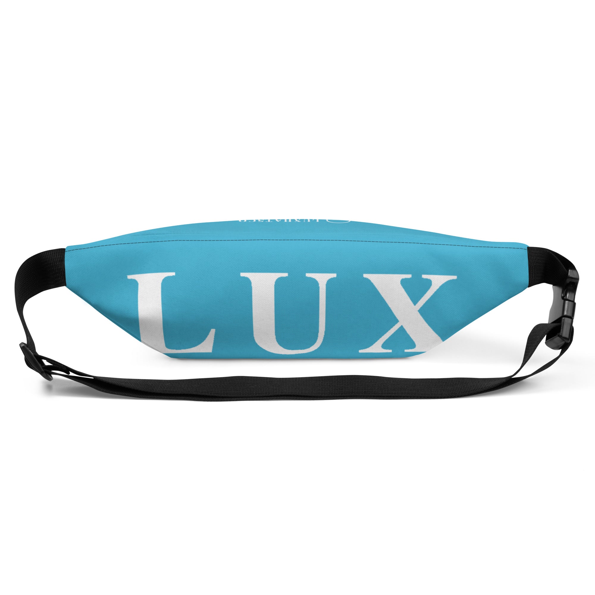 Deep Summersky Blue Lux Fanny Pack – water-resistant material close-up