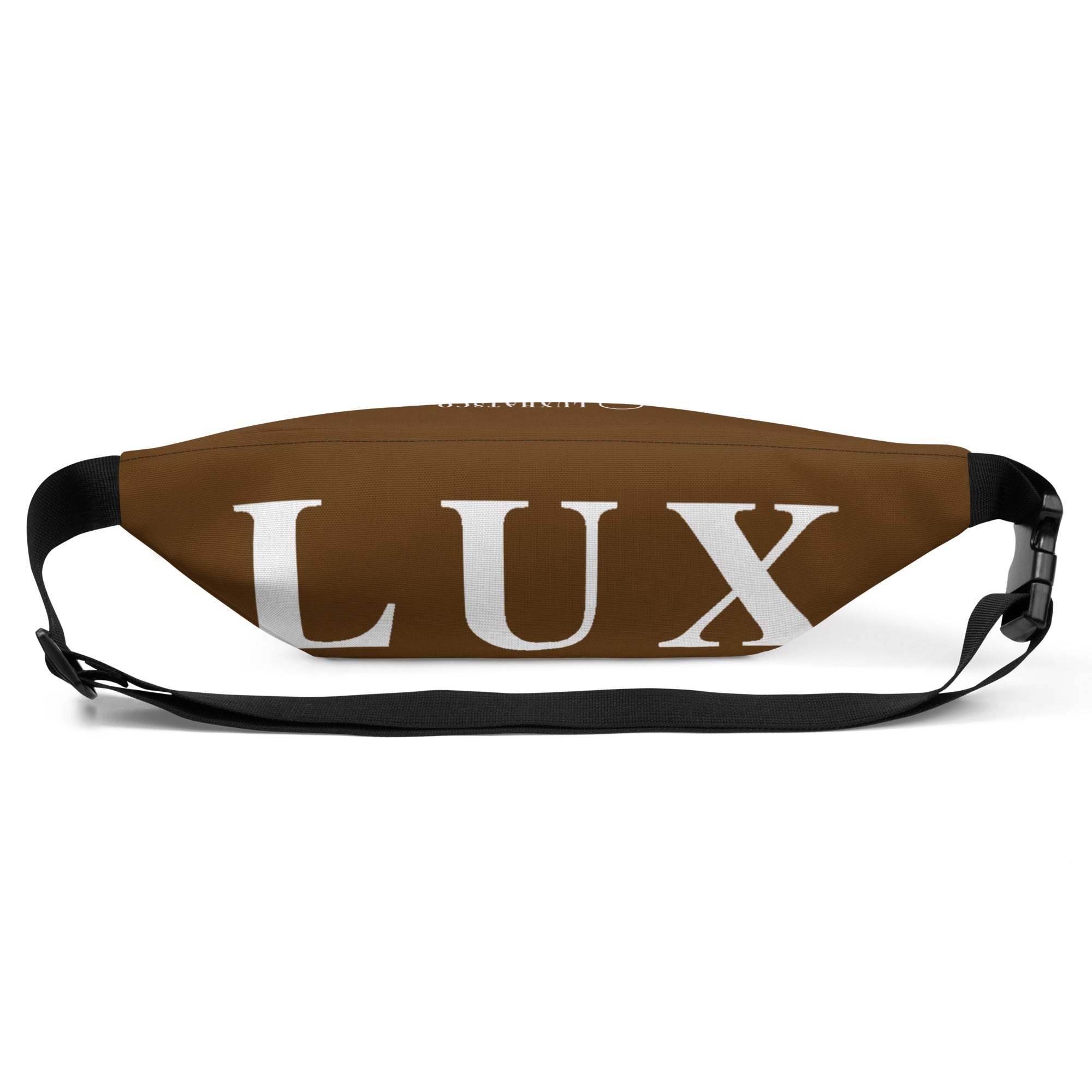 Coffee Brown Lux Fanny Pack on waist hands-free
