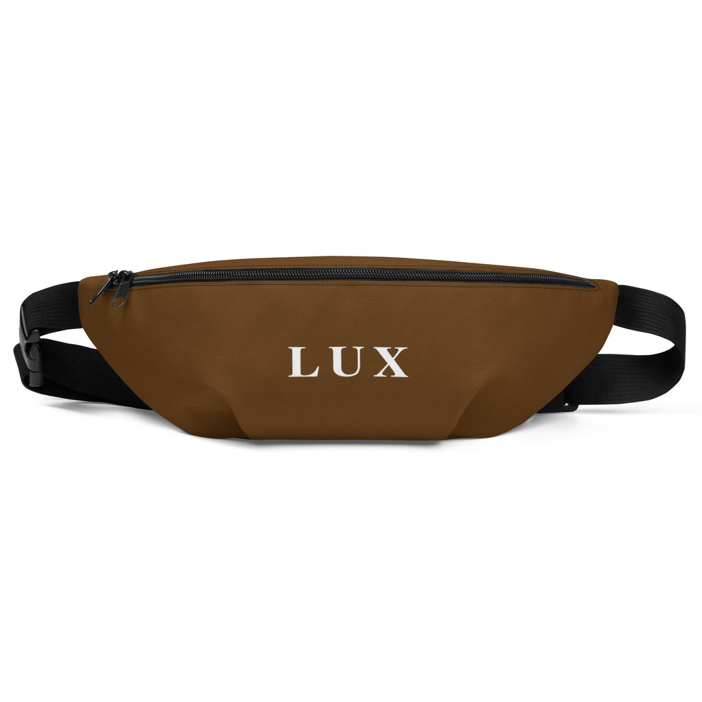 Coffee Brown Lux Fanny Pack front view adjustable strap