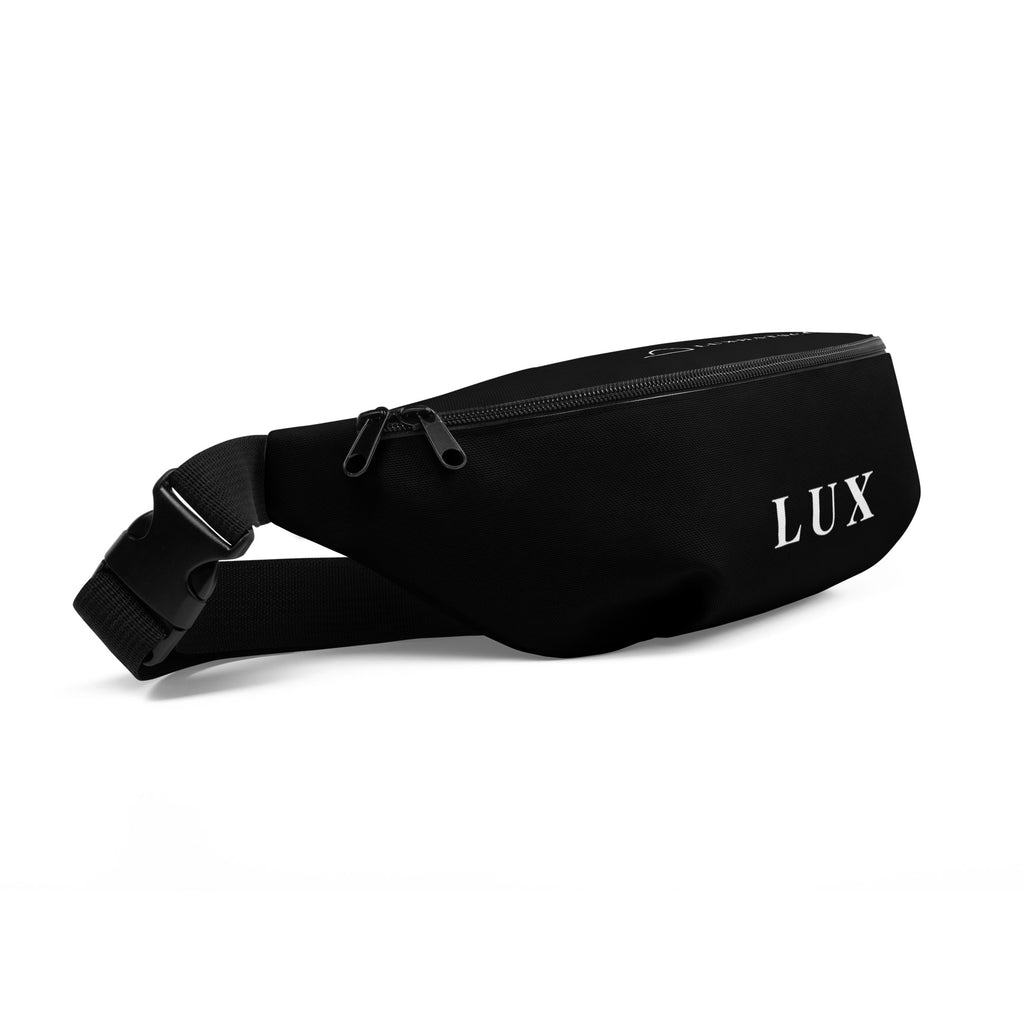 Black Lux Fanny Pack worn around waist