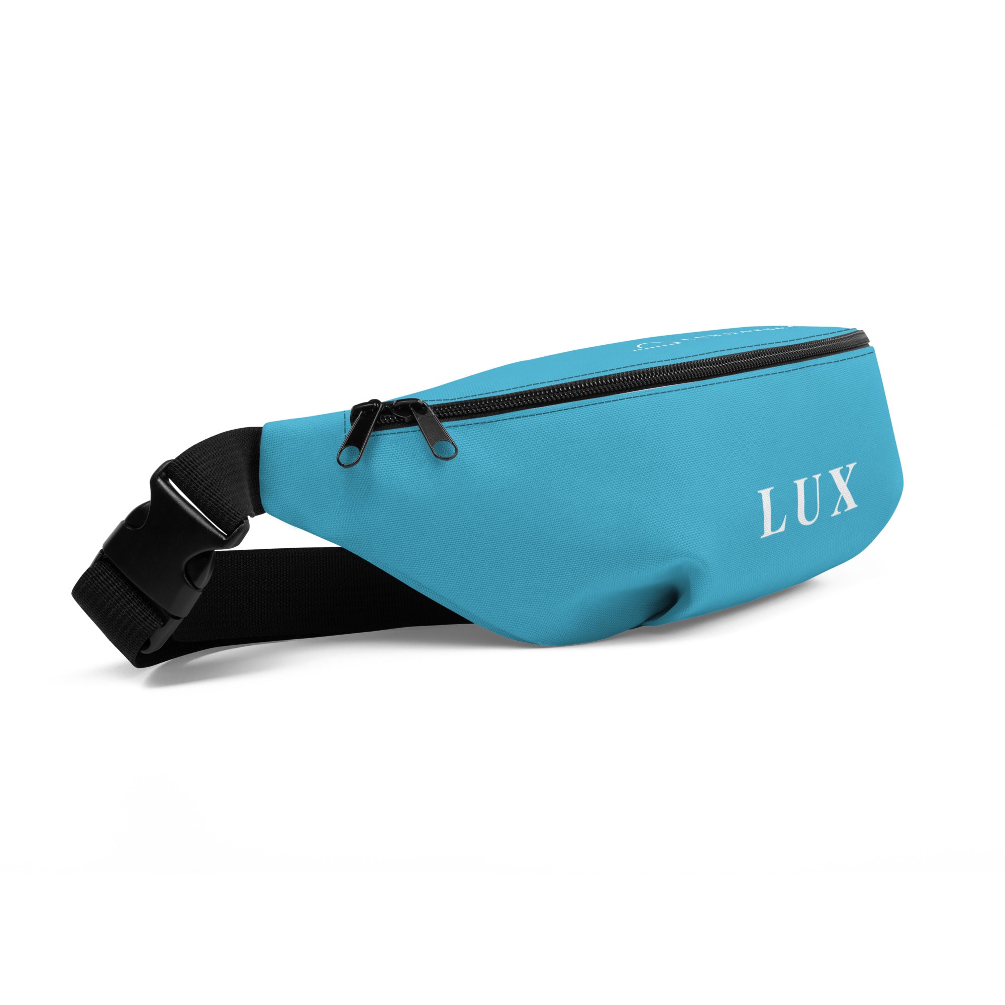 Deep Summersky Blue Lux Fanny Pack – side view showing adjustable strap