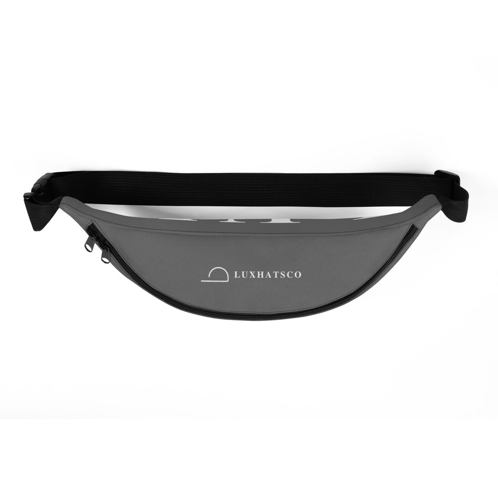 Stone Gray Lux Fanny Pack – top zipper open