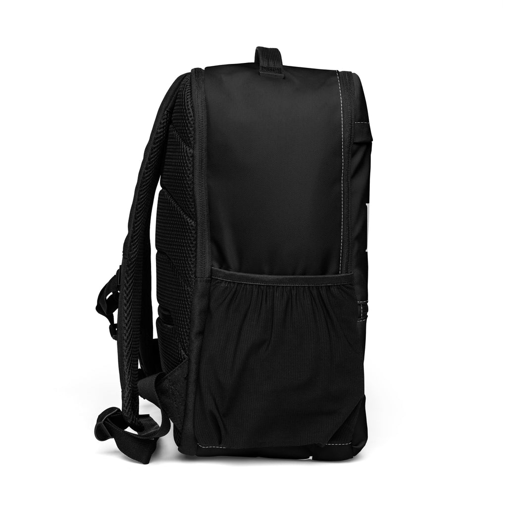 Black LUX Utility Backpack right side view with mesh pocket