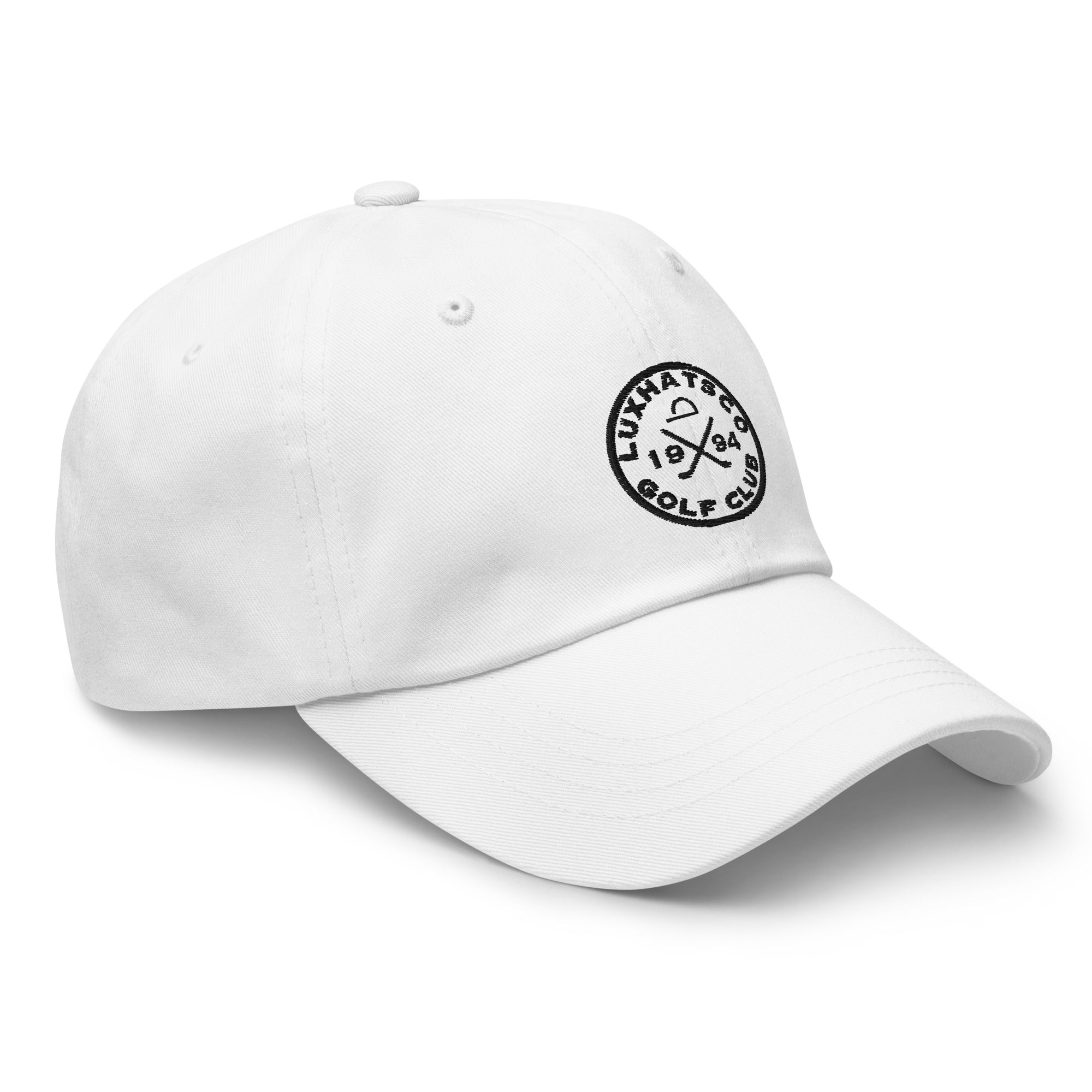 LUX GOLF CLUB WHITE DAD HAT – LUXHATSCO SIGNATURE EMBROIDERED CAP