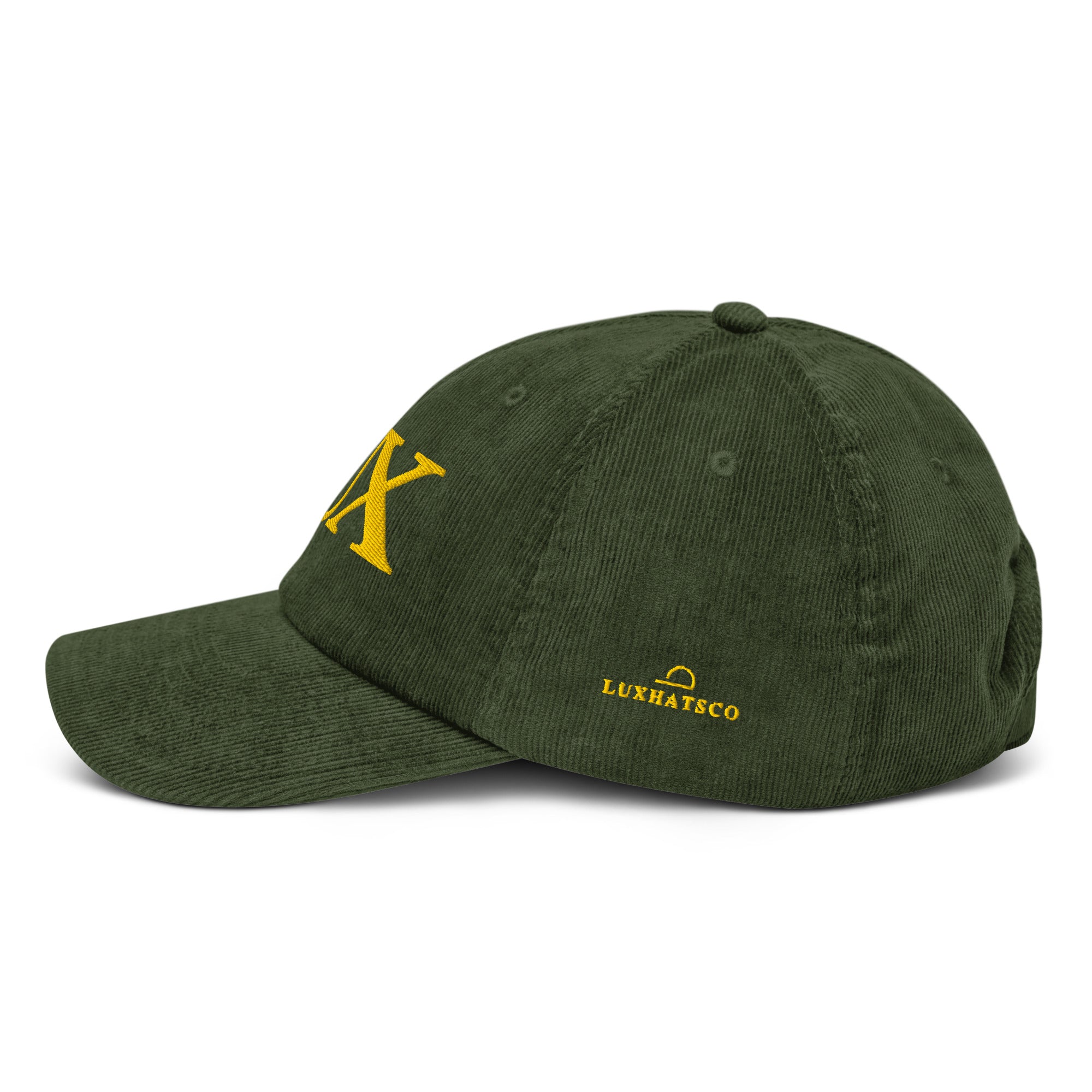 Green Bay Corduroy Lux Hat side view, men and women