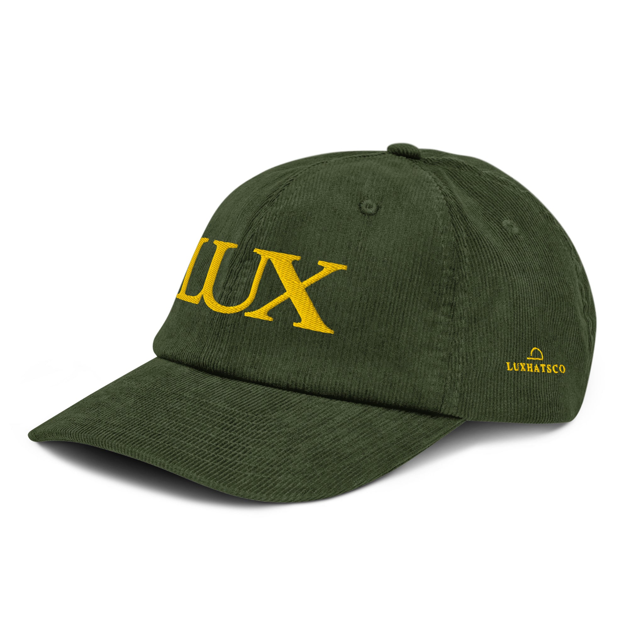 Green Bay Corduroy Lux Hat side view, men and women