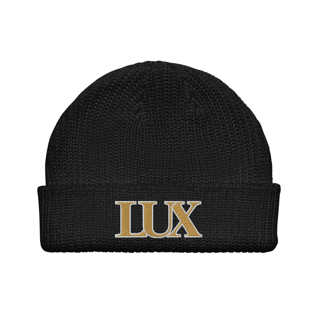 LUX Fisherman Beanie black front view