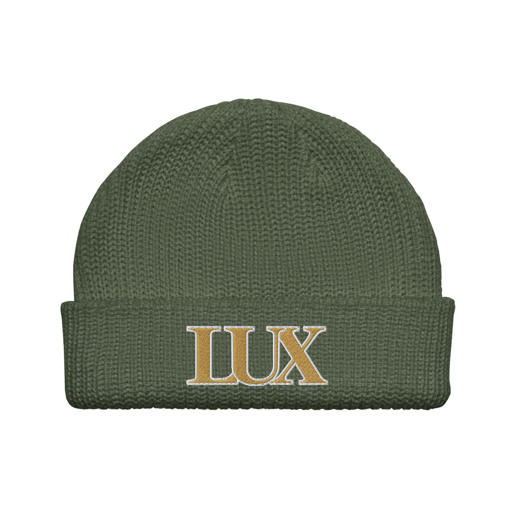 LUX Fisherman Beanie cypress front view