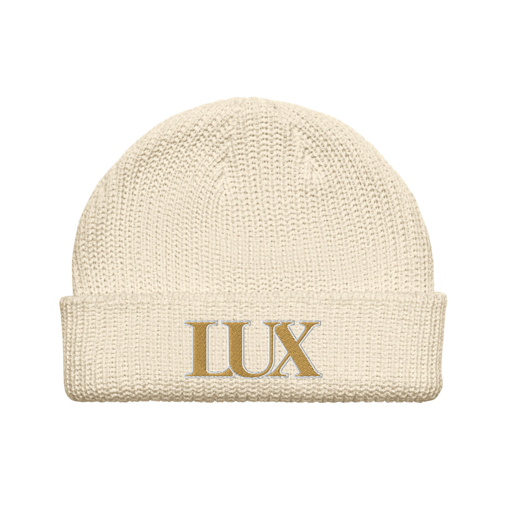 LUX Fisherman Beanie ecru front view