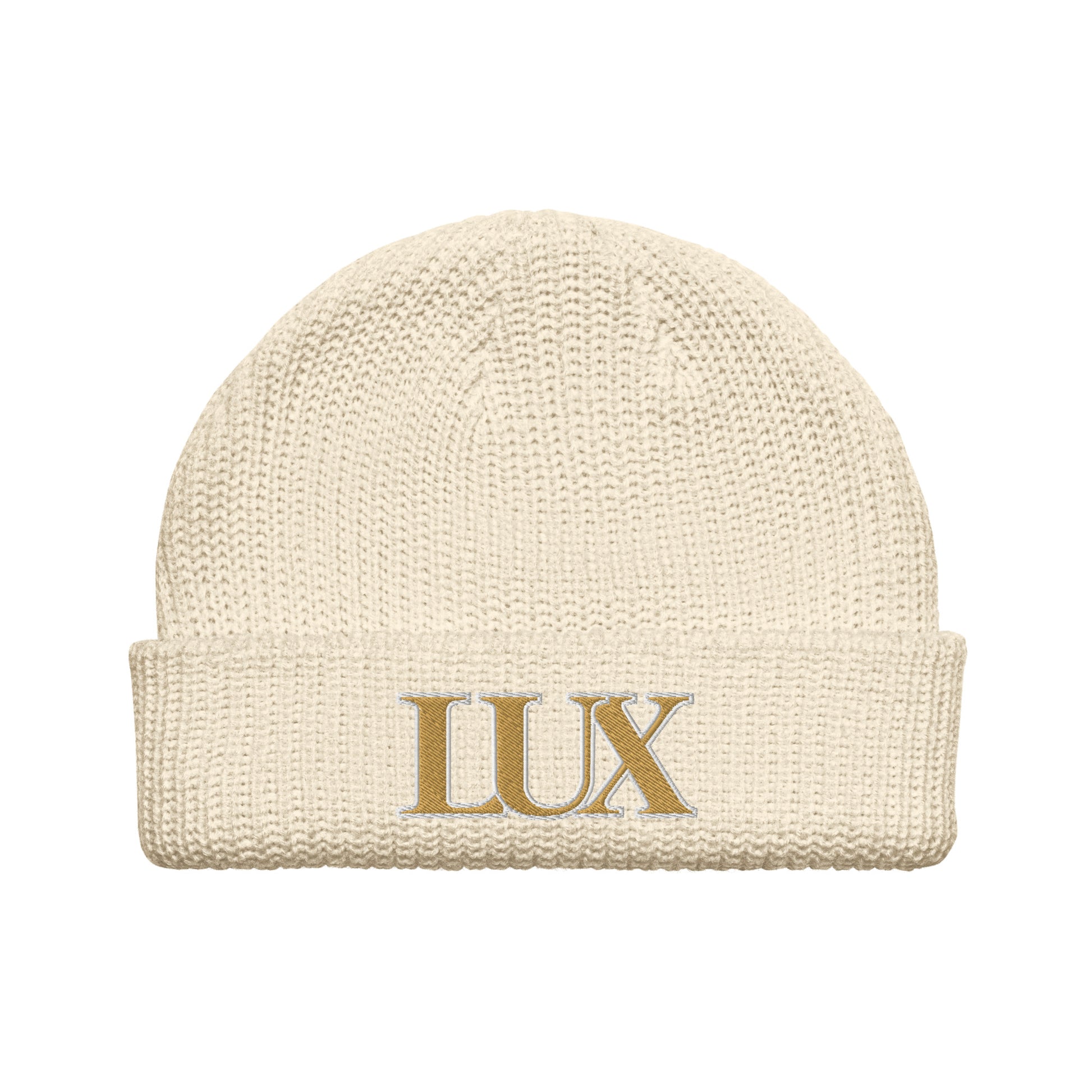 LUX Fisherman Beanie ecru front view