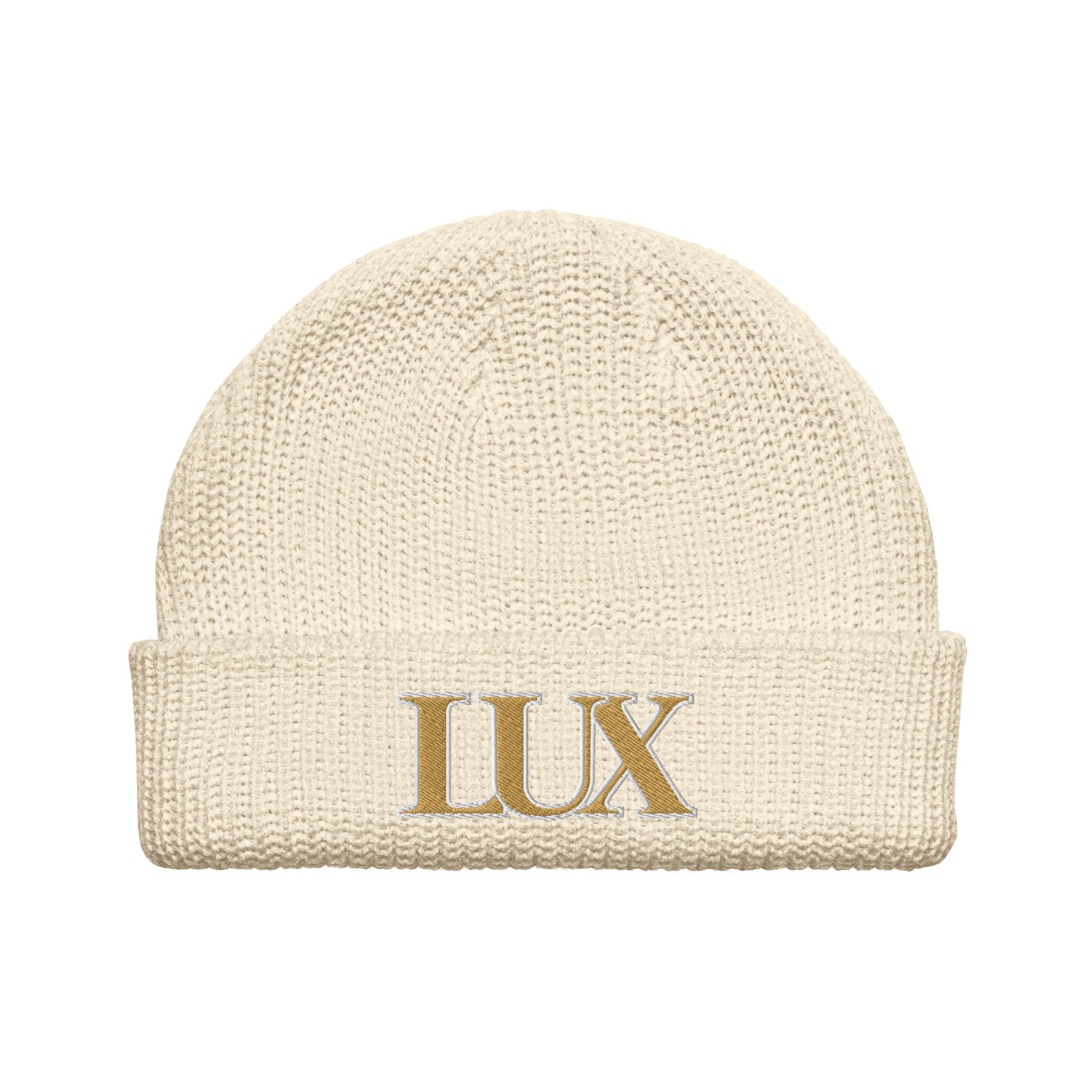 LUX Fisherman Beanie ecru front view