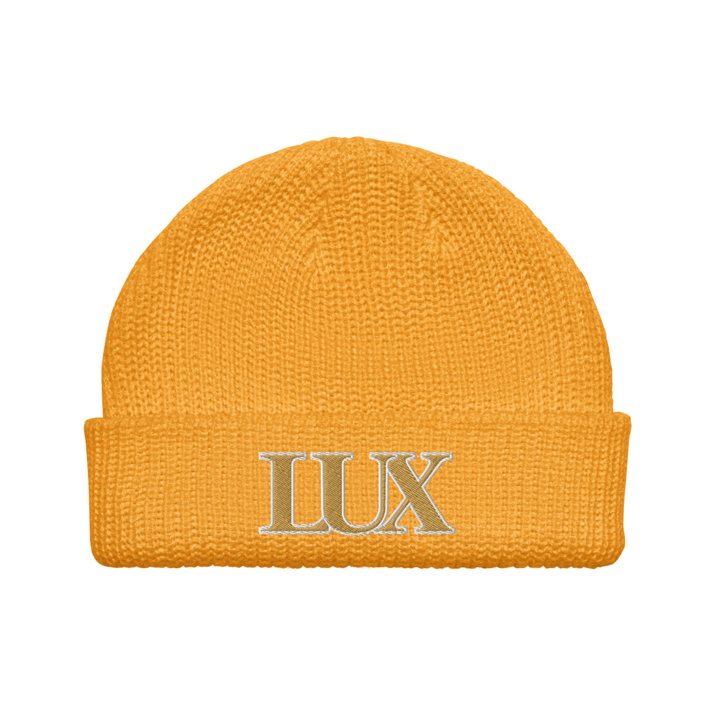 LUX Fisherman Beanie gold front view