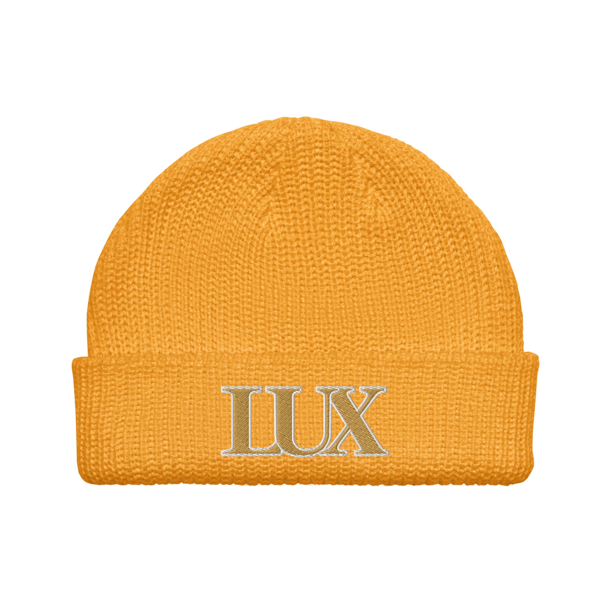 LUX Fisherman Beanie gold front view