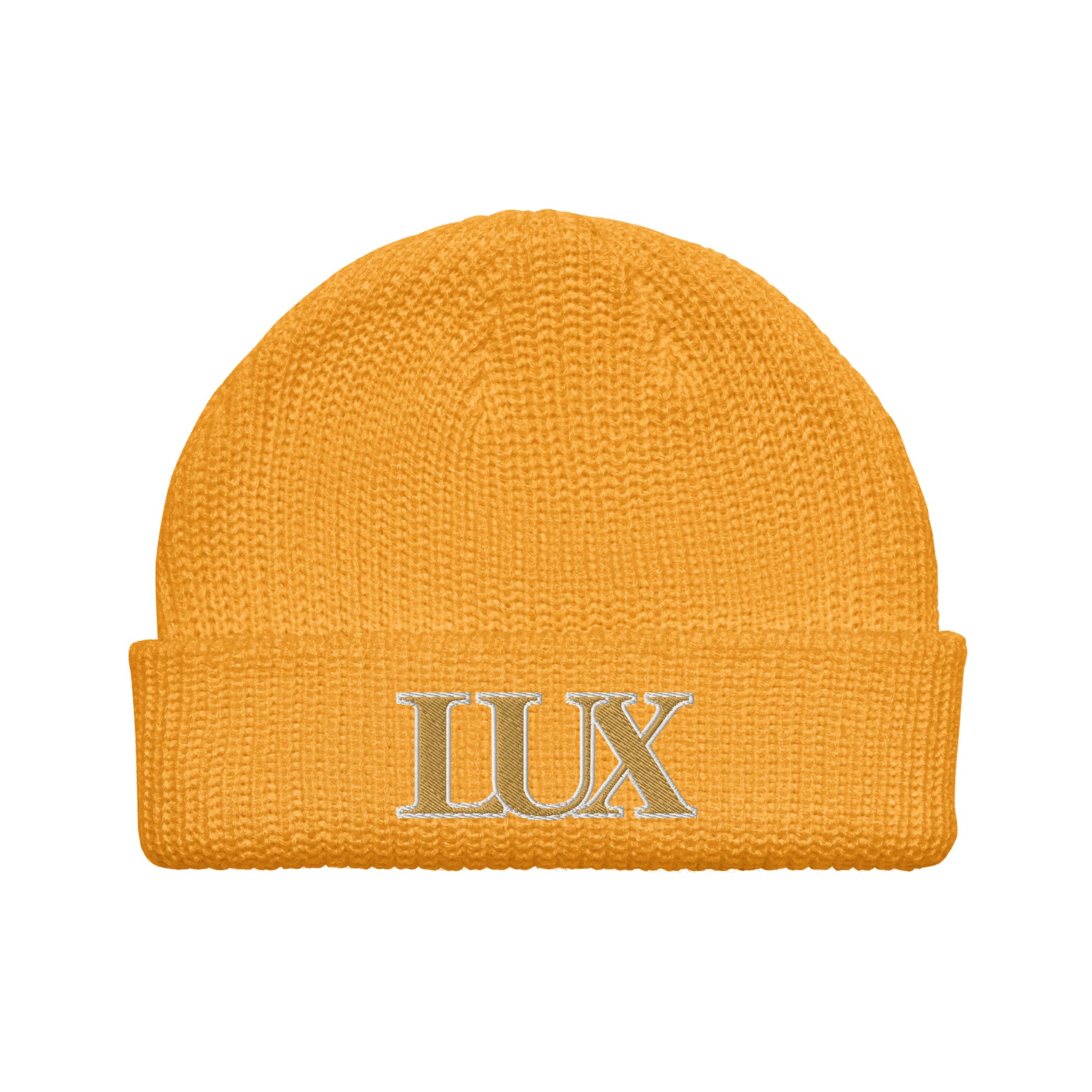 LUX Fisherman Beanie gold front view