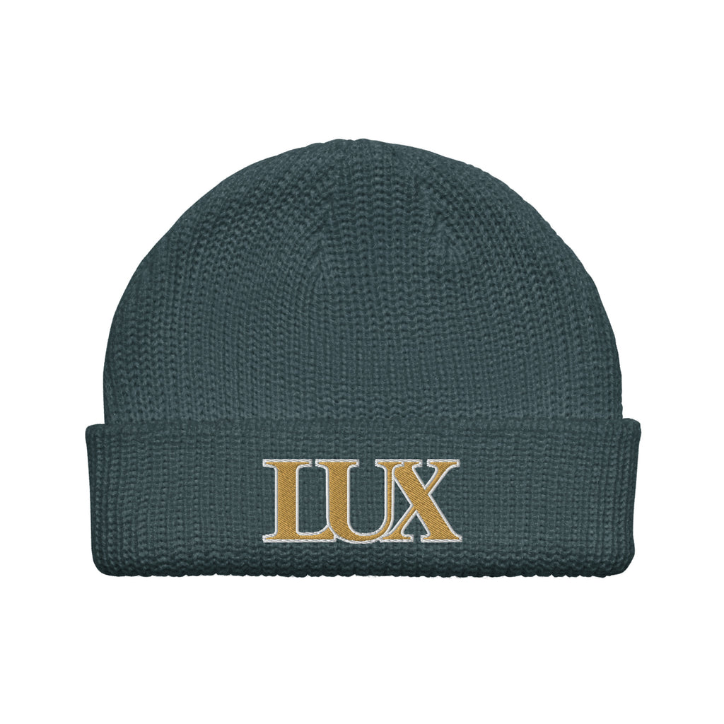 LUX Fisherman Beanie petrol blue front view