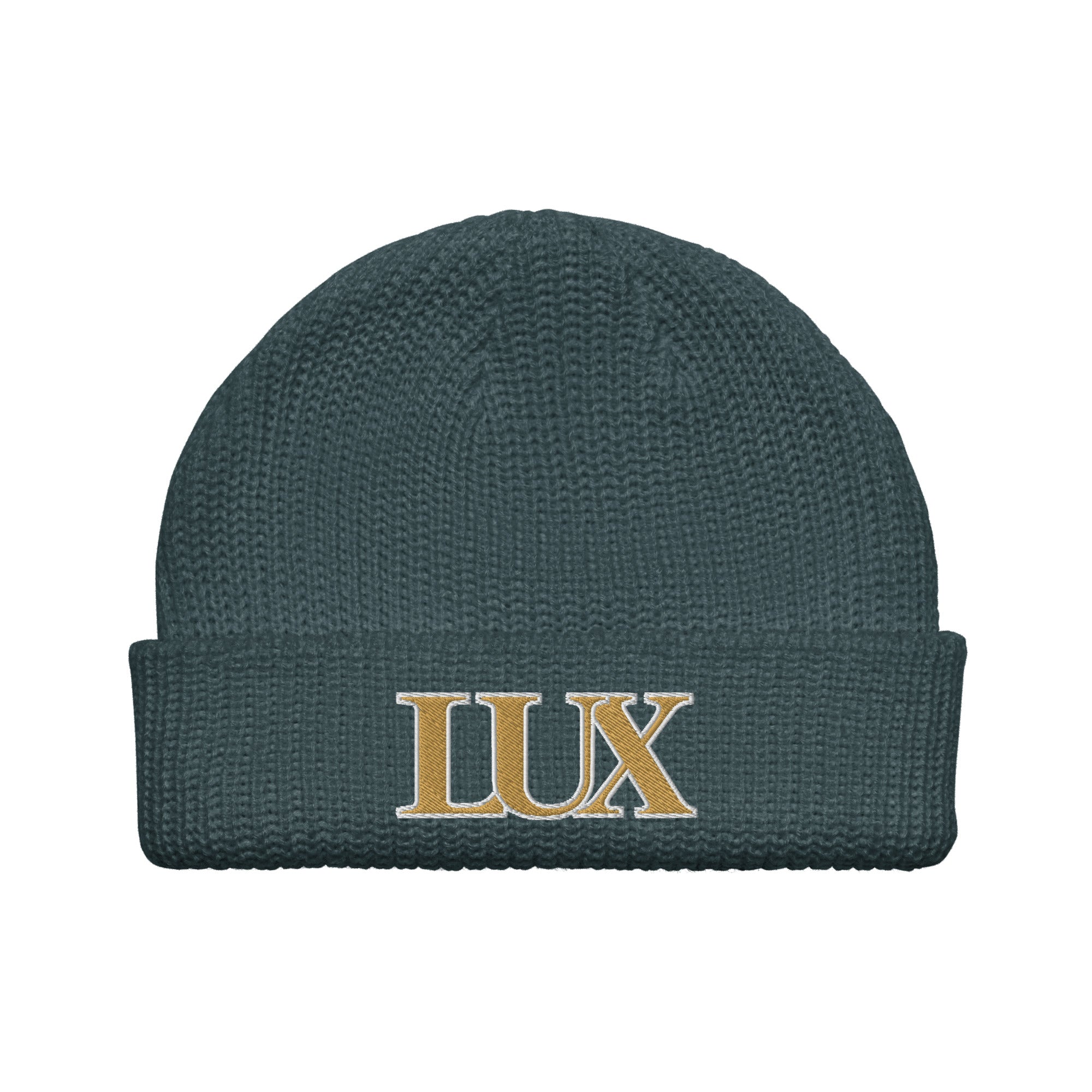 LUX Fisherman Beanie petrol blue front view
