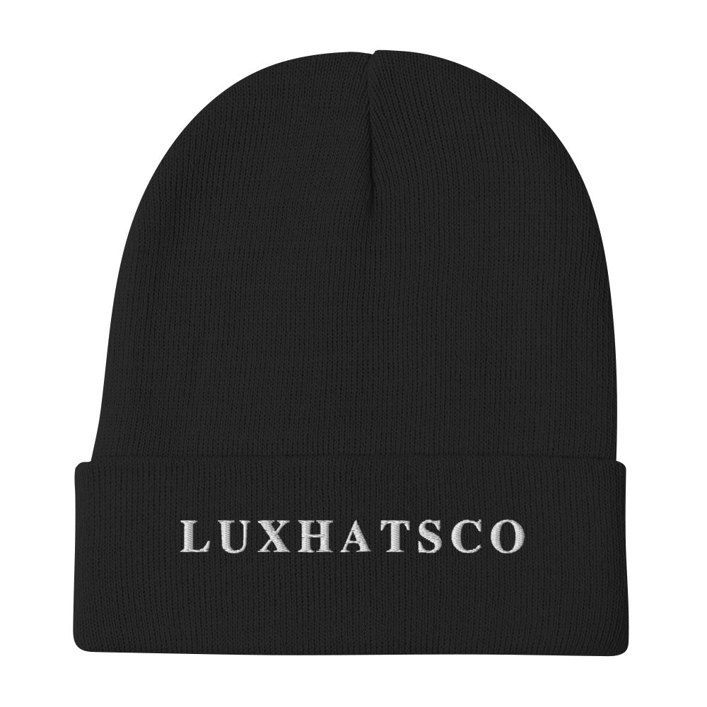 Black LUXHATSCO Logo Beanie lifestyle photo