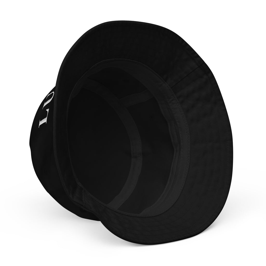 Black LUX bucket hat styled for everyday streetwear and casual fashion outfit