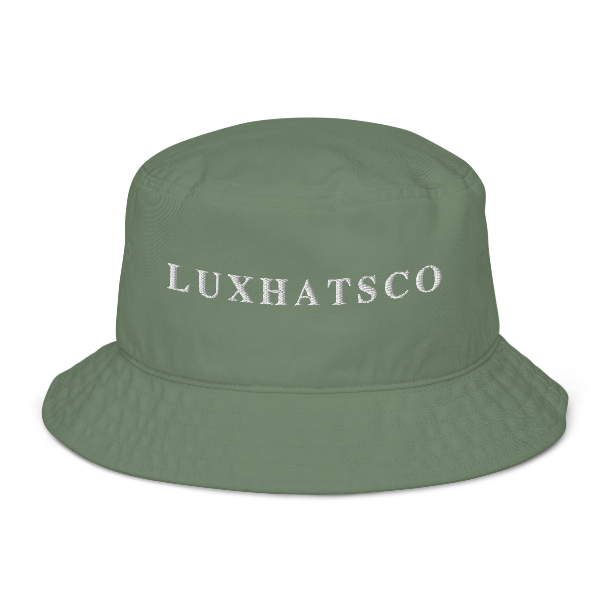 DarkSeaGreen Luxhatsco Fashion Bucket Hat – Luxhatsco Logo – front view