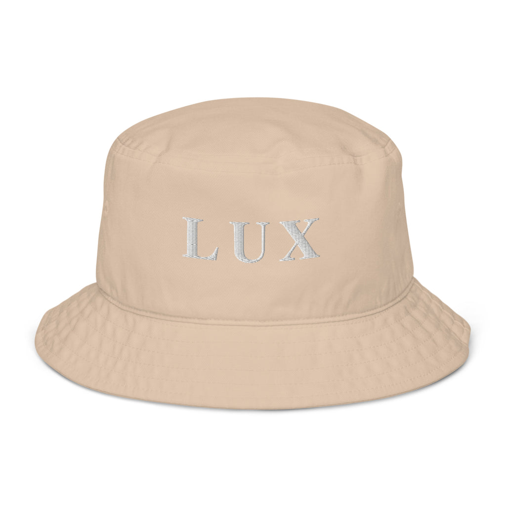 Antique white LUX fashion bucket hat made from premium organic cotton twill