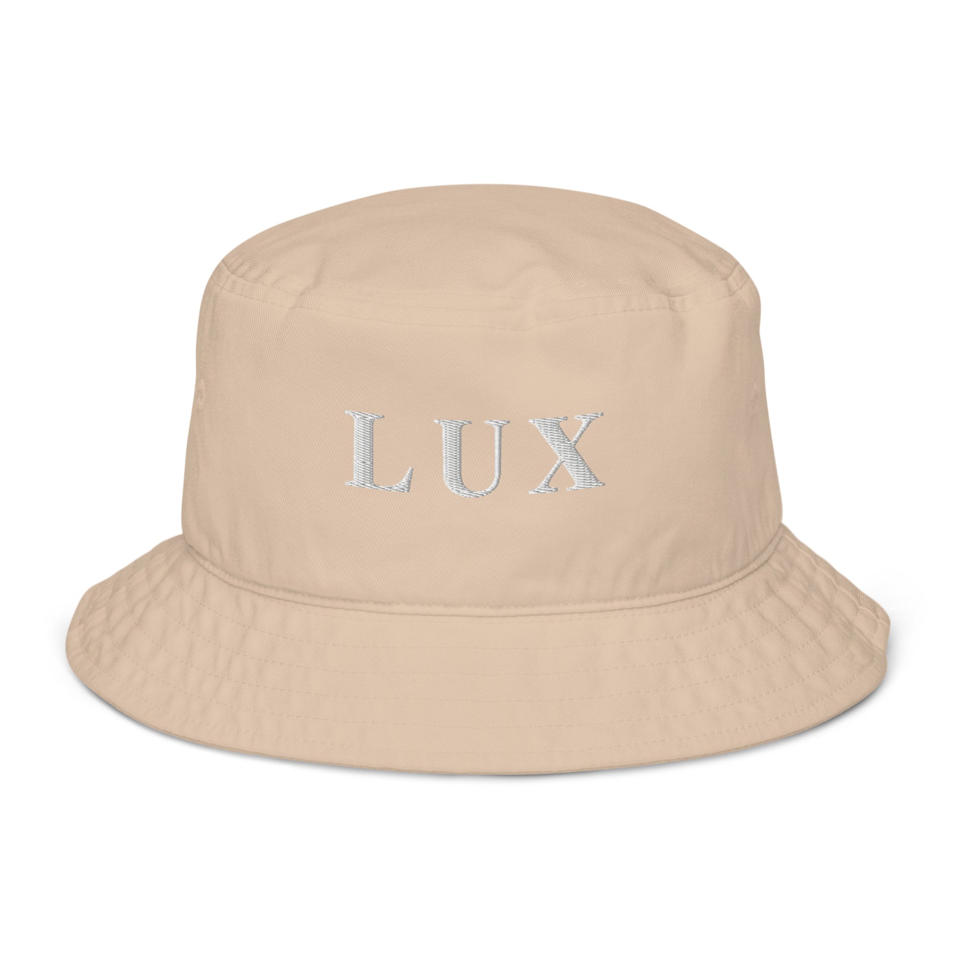 Antique white LUX fashion bucket hat made from premium organic cotton twill