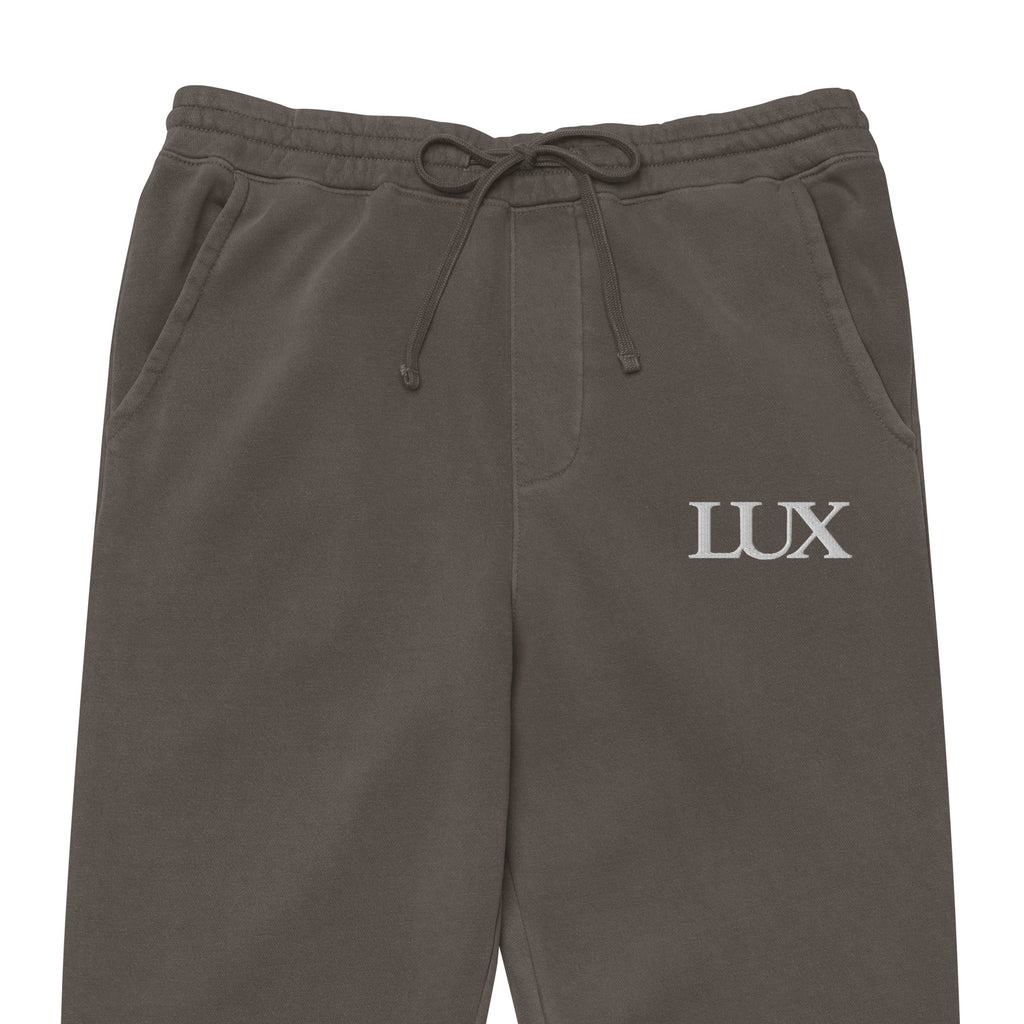 Pigment Black LUX Sweatpants front view zoomed