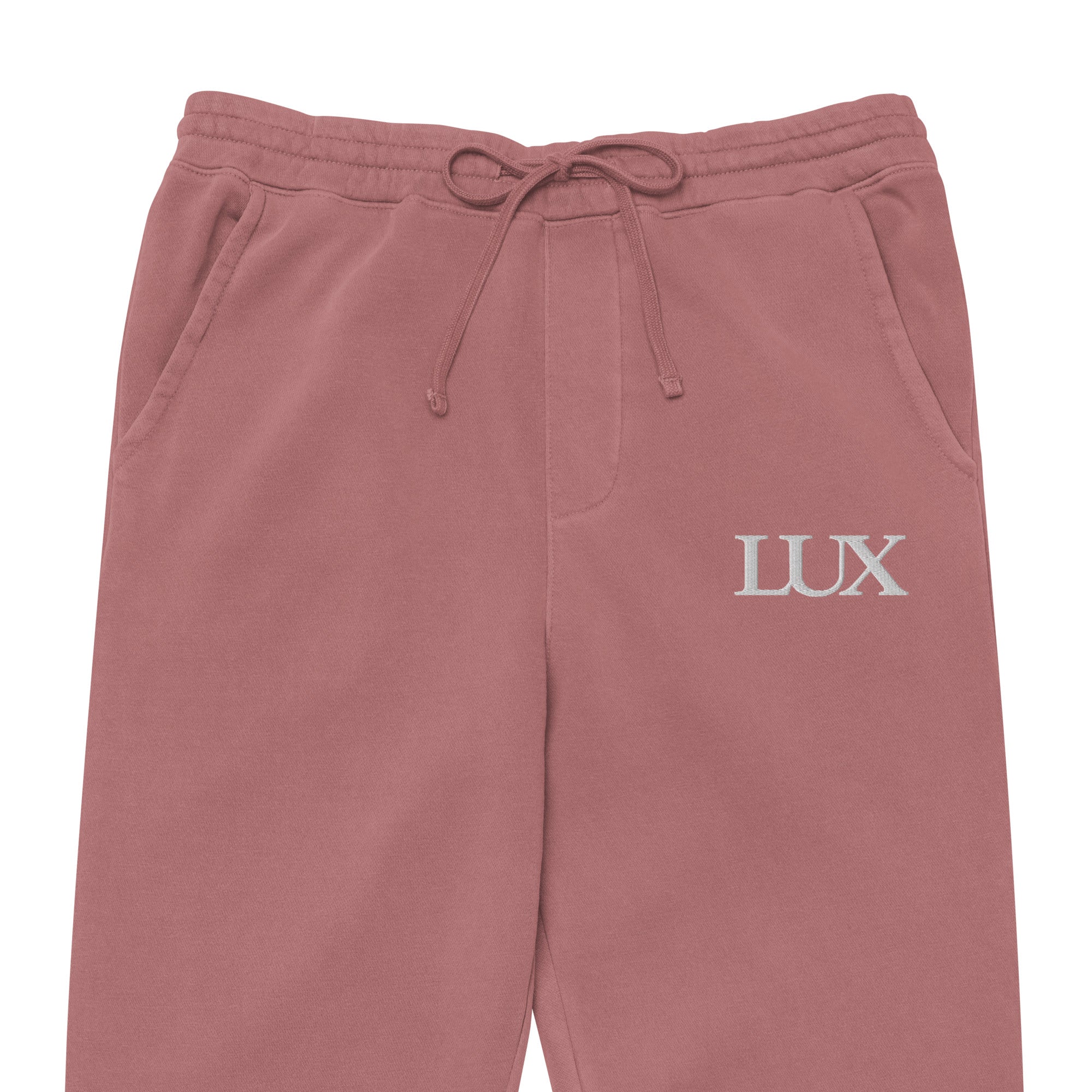 Pigment Maroon LUX Sweatpants front view close up 