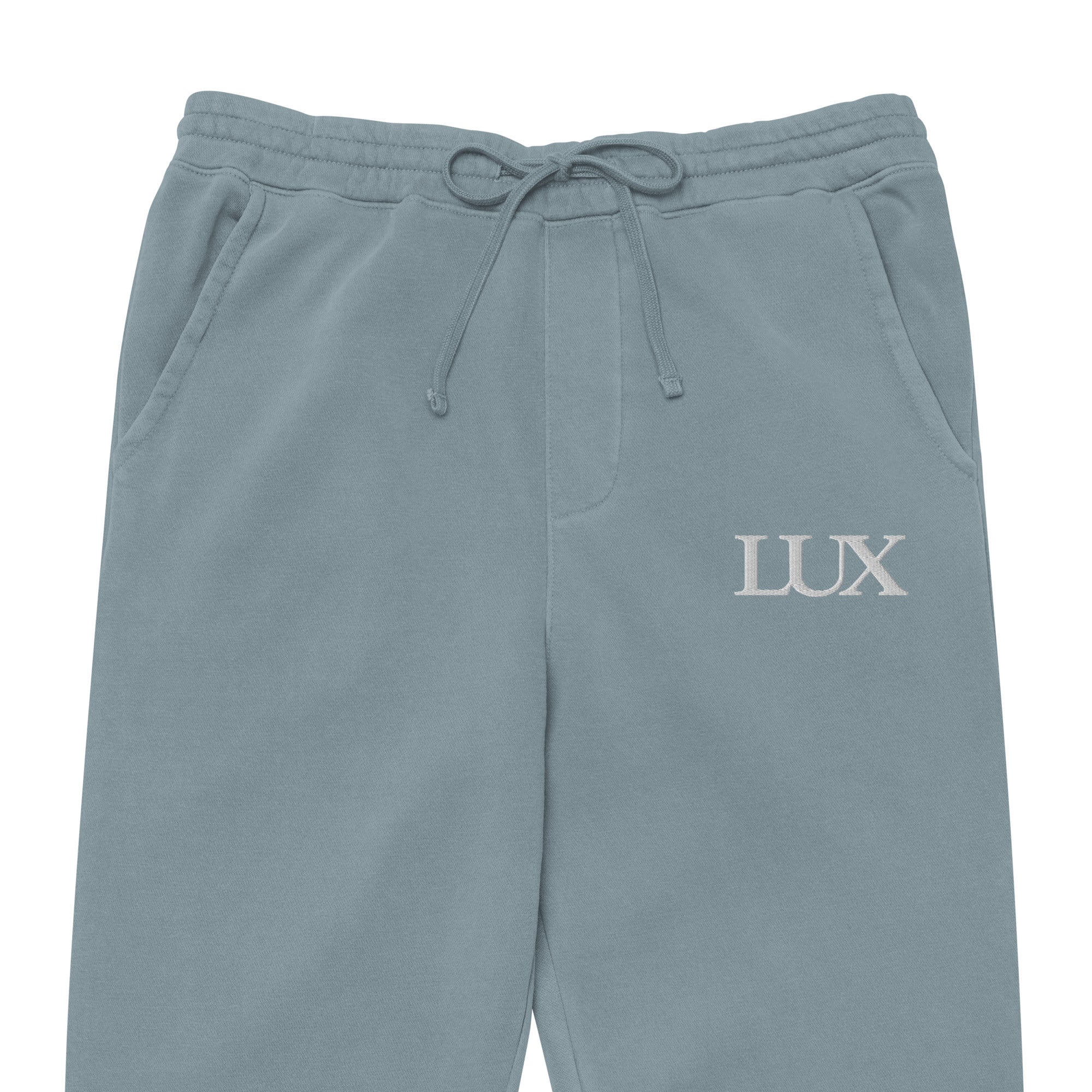 Pigment Blue LUX Sweatpants front view zoomed out