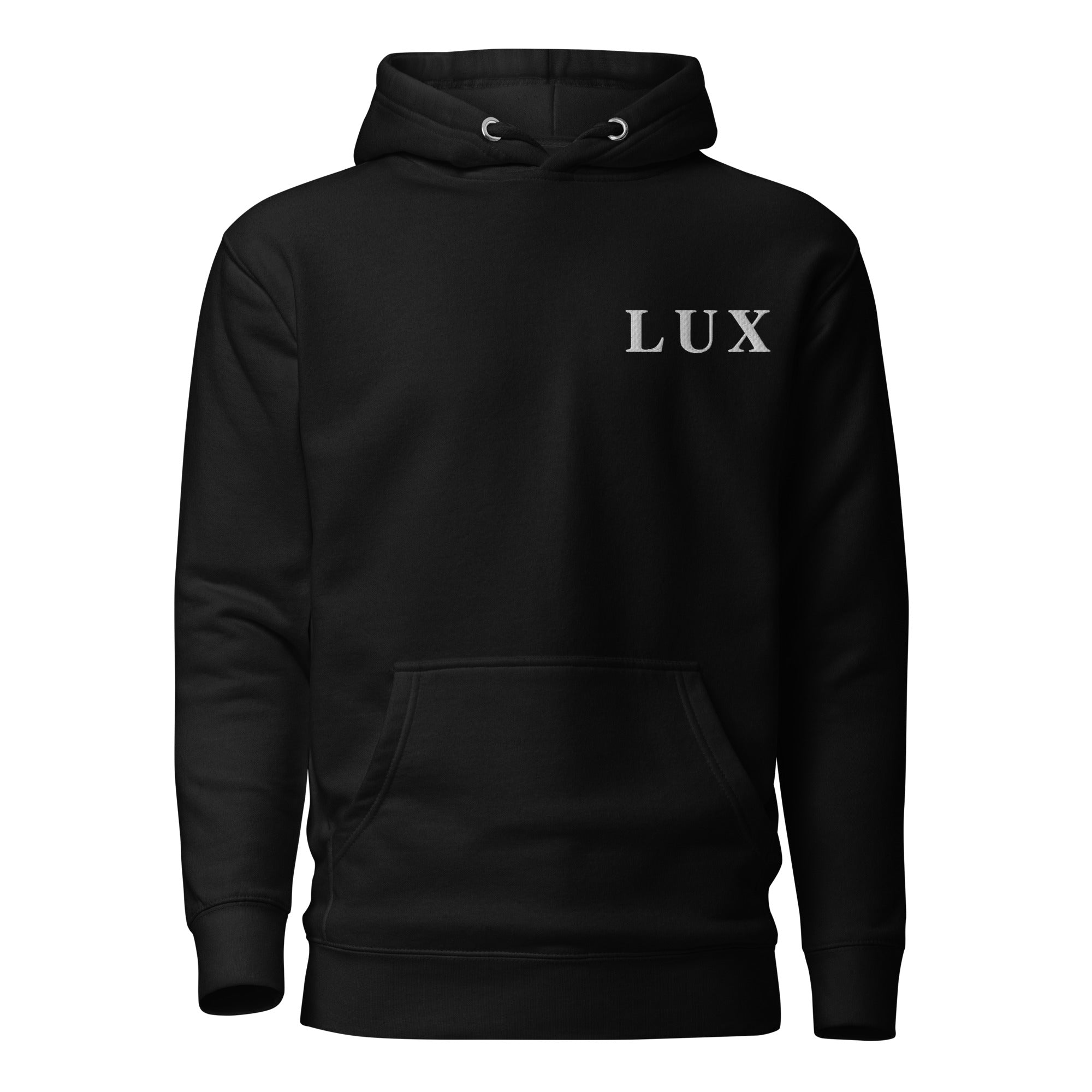Black LUX Classic Hoodie front view