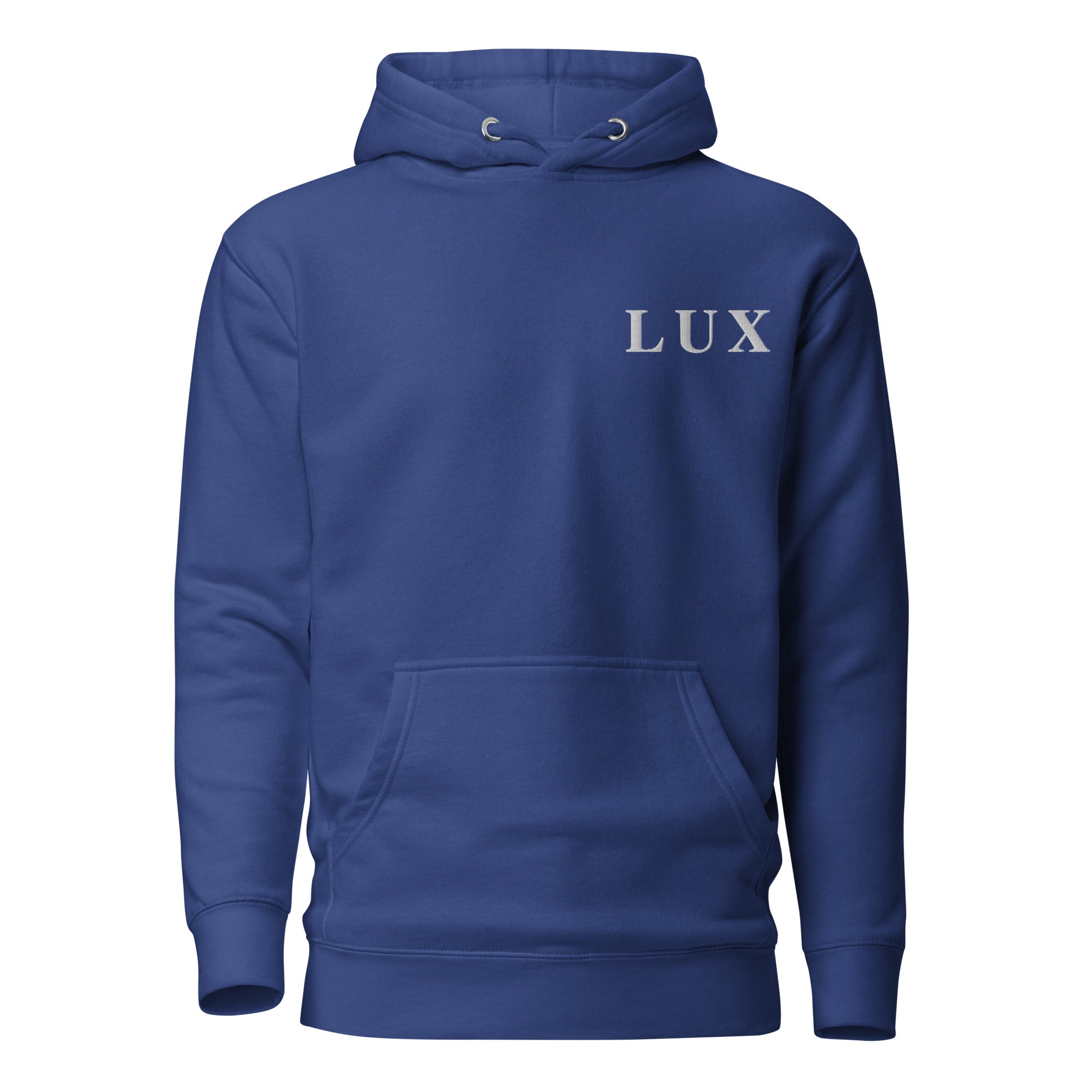 Royal Blue LUX Classic Hoodie front view
