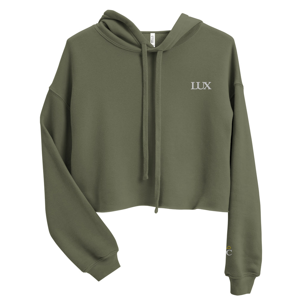 Olive LUX Women’s Cropped Hoodie front view